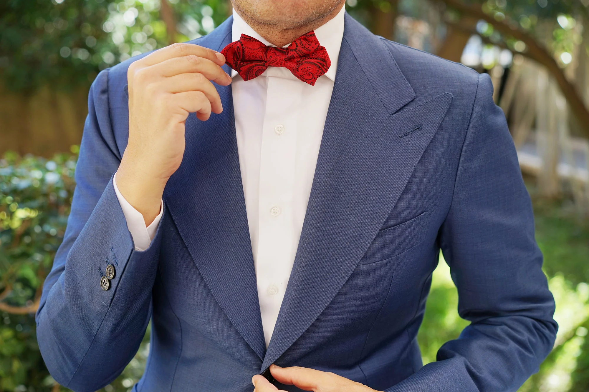 Paisley Red Maroon with Black Diamond Bow Tie - Image 7