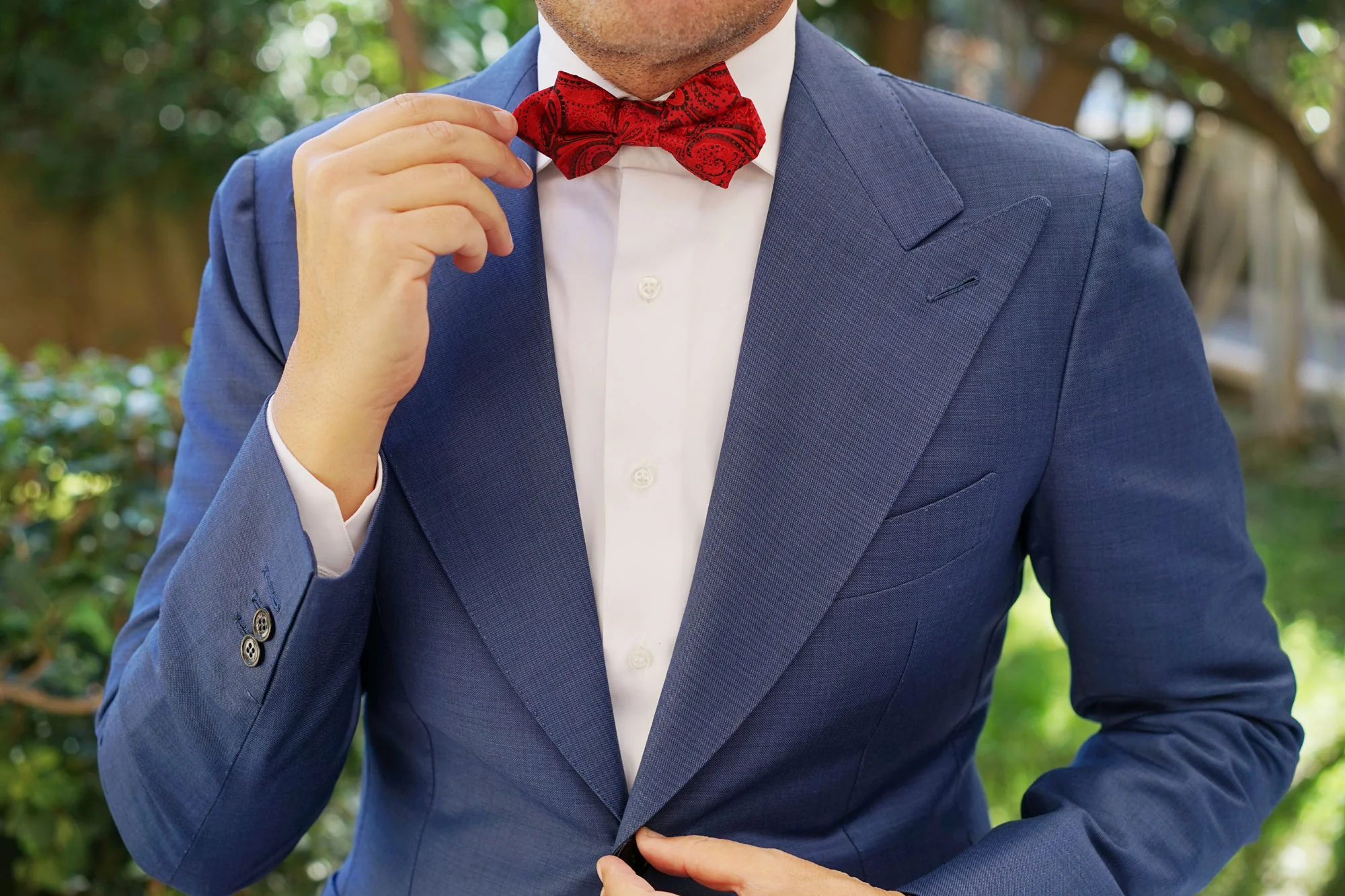 Paisley Red Maroon with Black Diamond Bow Tie - Image 8