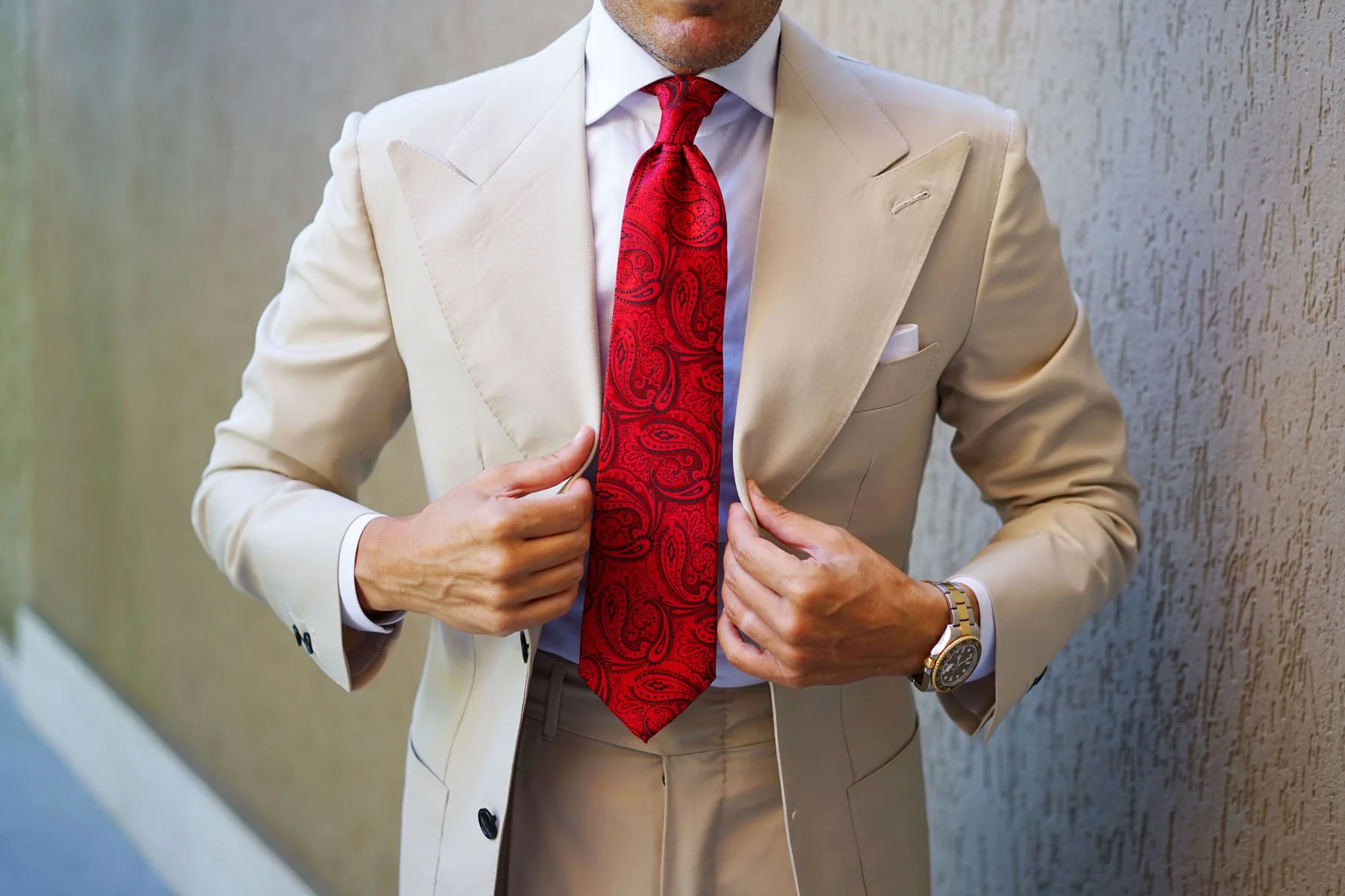 Paisley Red Maroon with Black Tie - Image 11