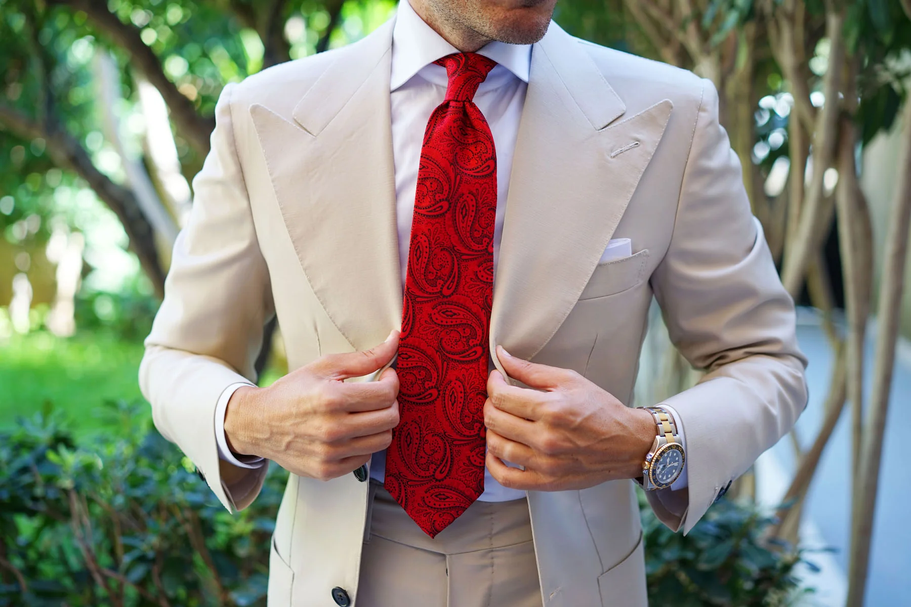 Paisley Red Maroon with Black Tie - Image 20