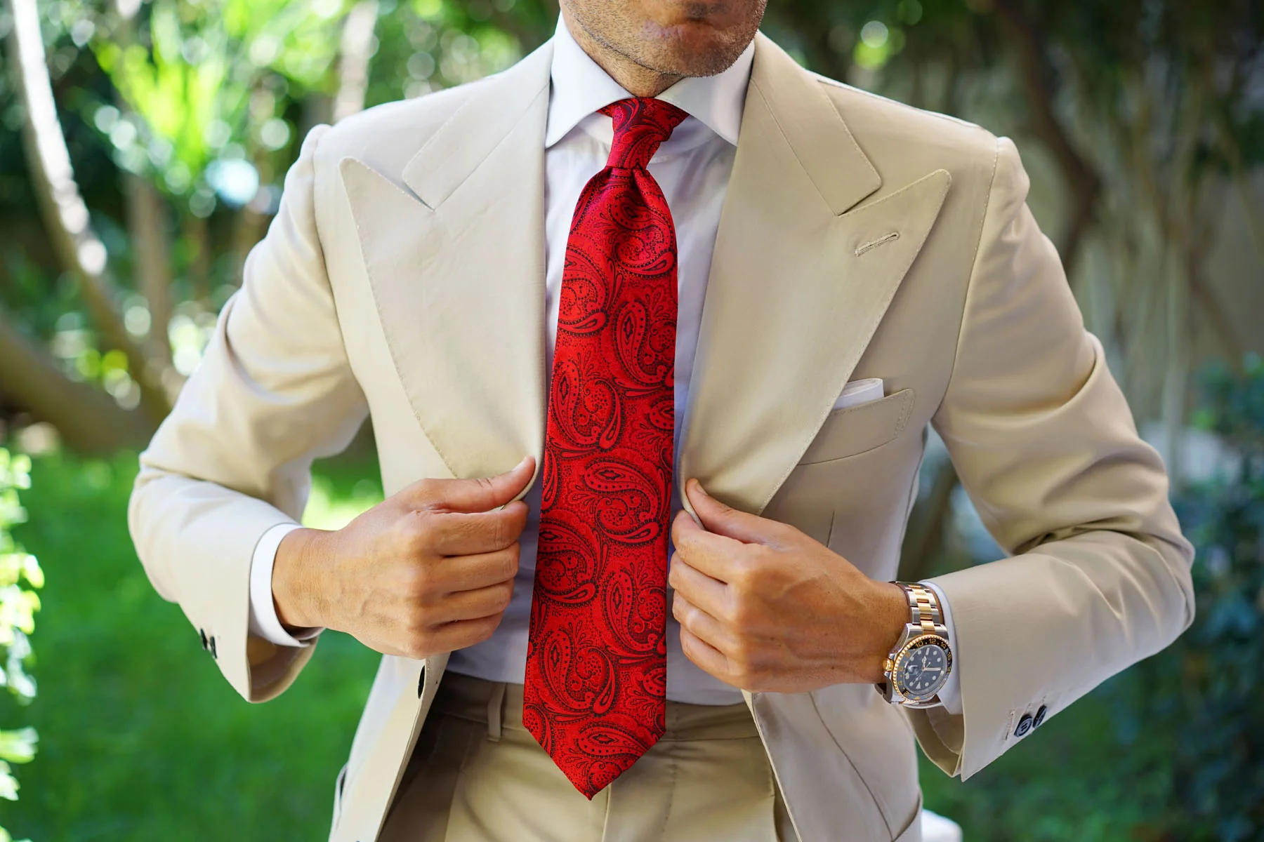 Paisley Red Maroon with Black Tie - Image 6