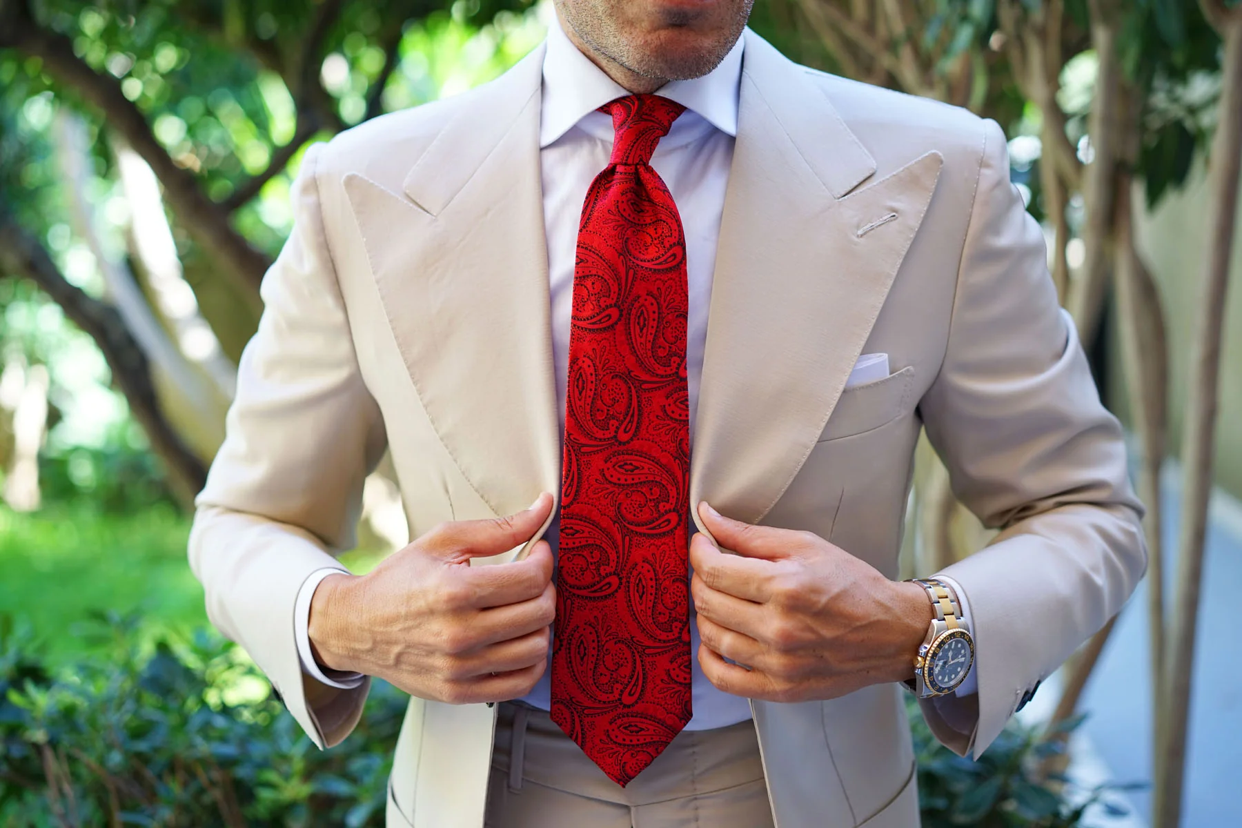 Paisley Red Maroon with Black Tie - Image 8