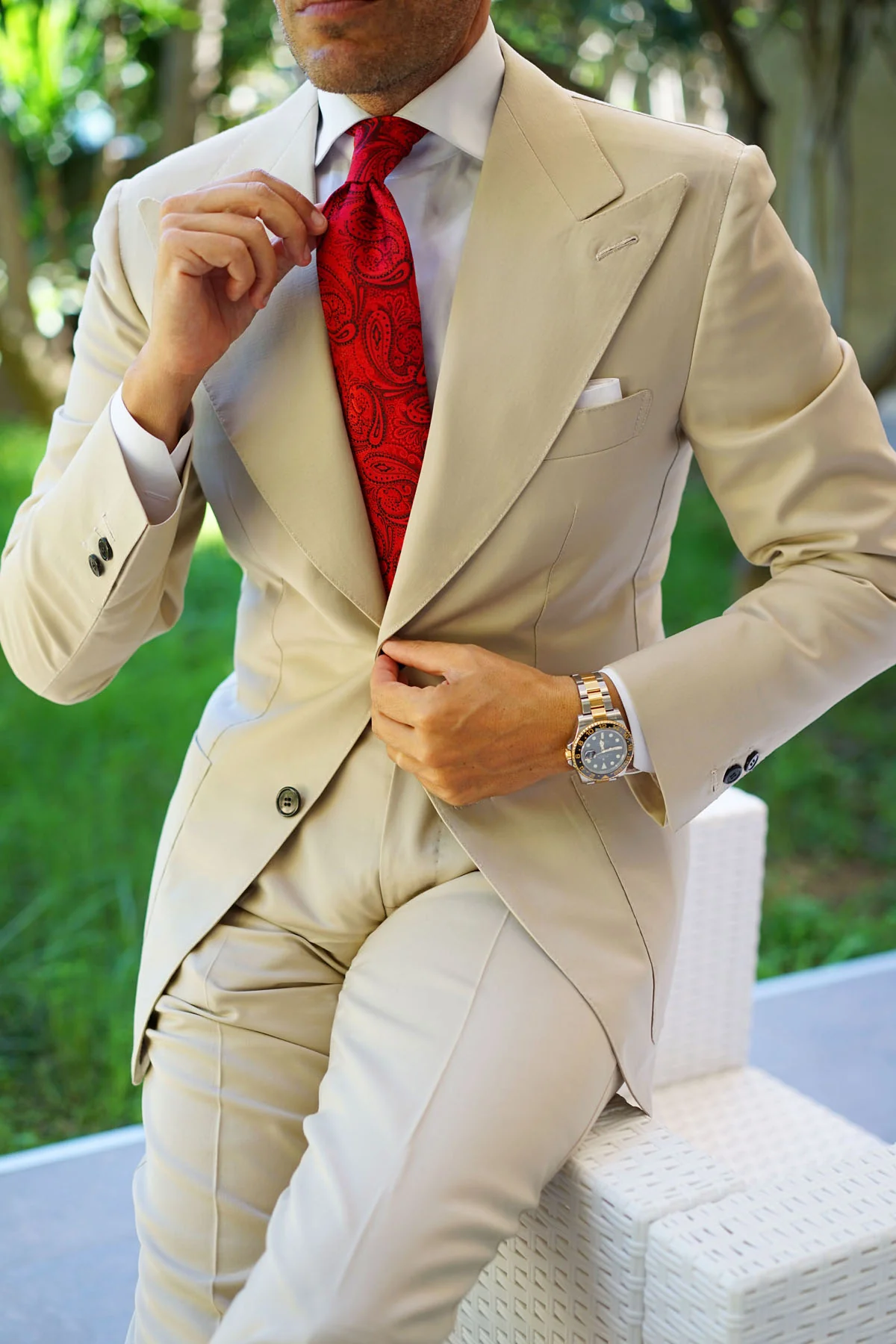 Paisley Red Maroon with Black Tie - Image 9