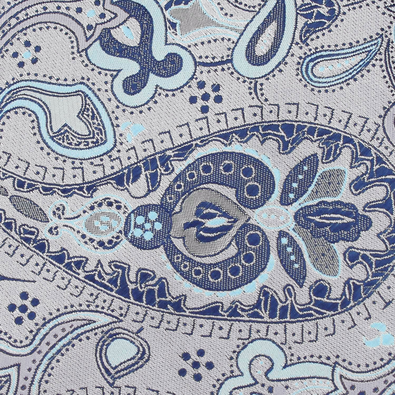 Paisley Silver Tie with Light Blue - Image 3