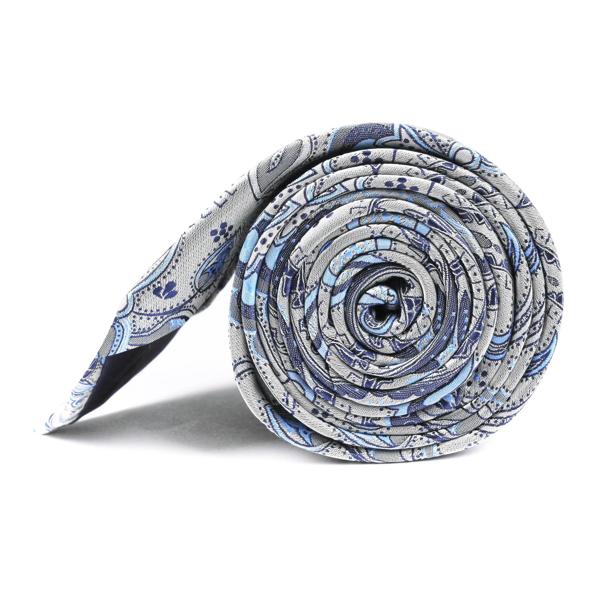 Paisley Silver Tie with Light Blue - Image 4
