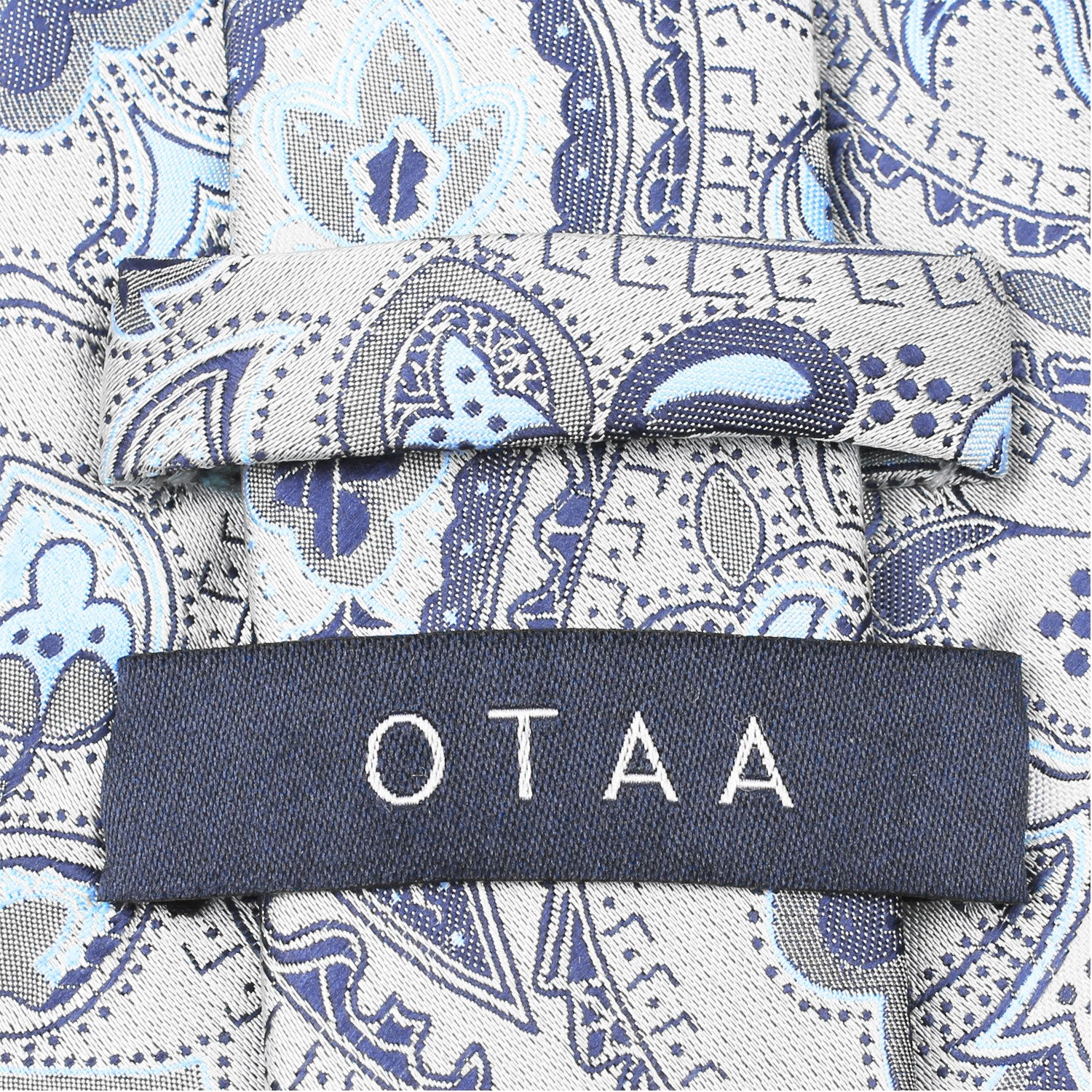 Paisley Silver Tie with Light Blue - Image 5