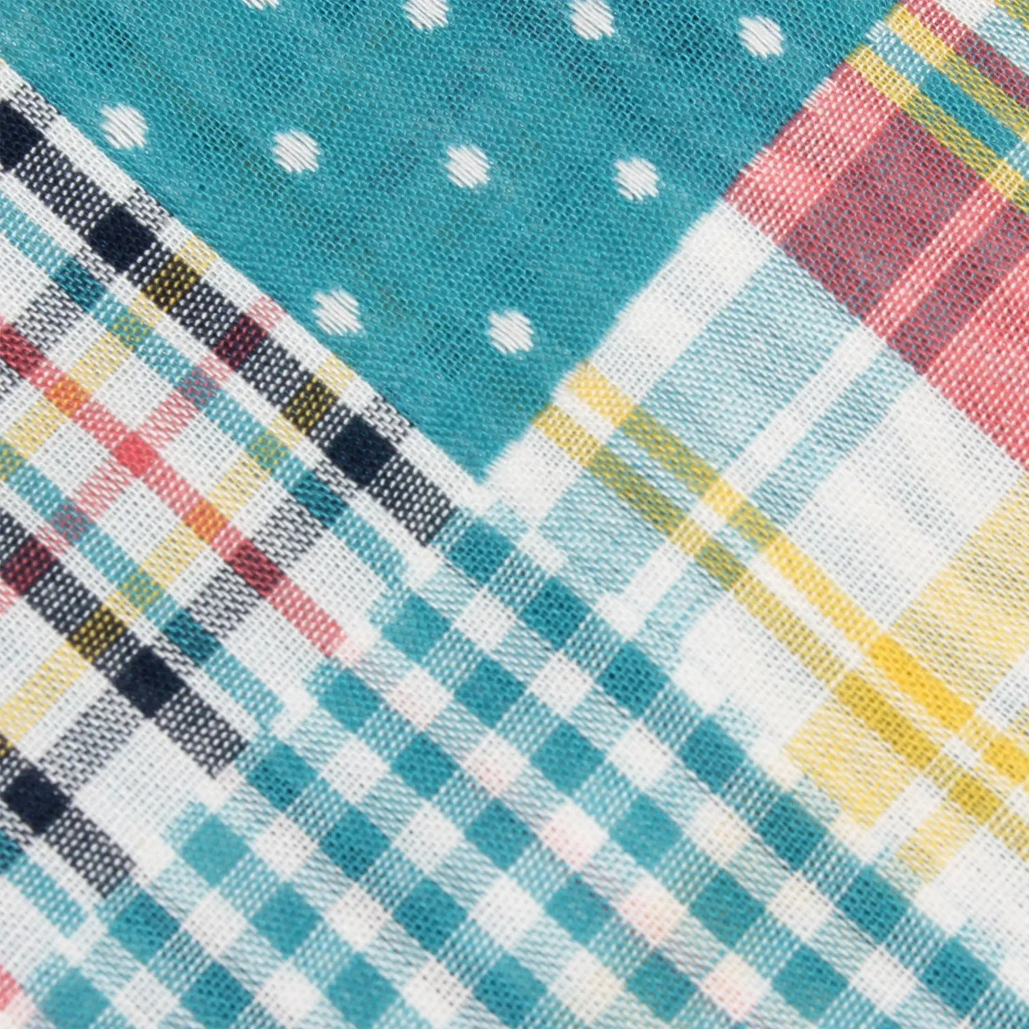 Plaid Blue Gingham Cotton Polka Dot Kids Diamond Bow Tie - Image 2