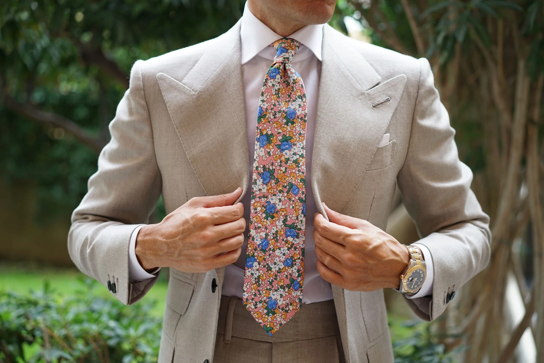 Panama Pink Floral Necktie - Image 6