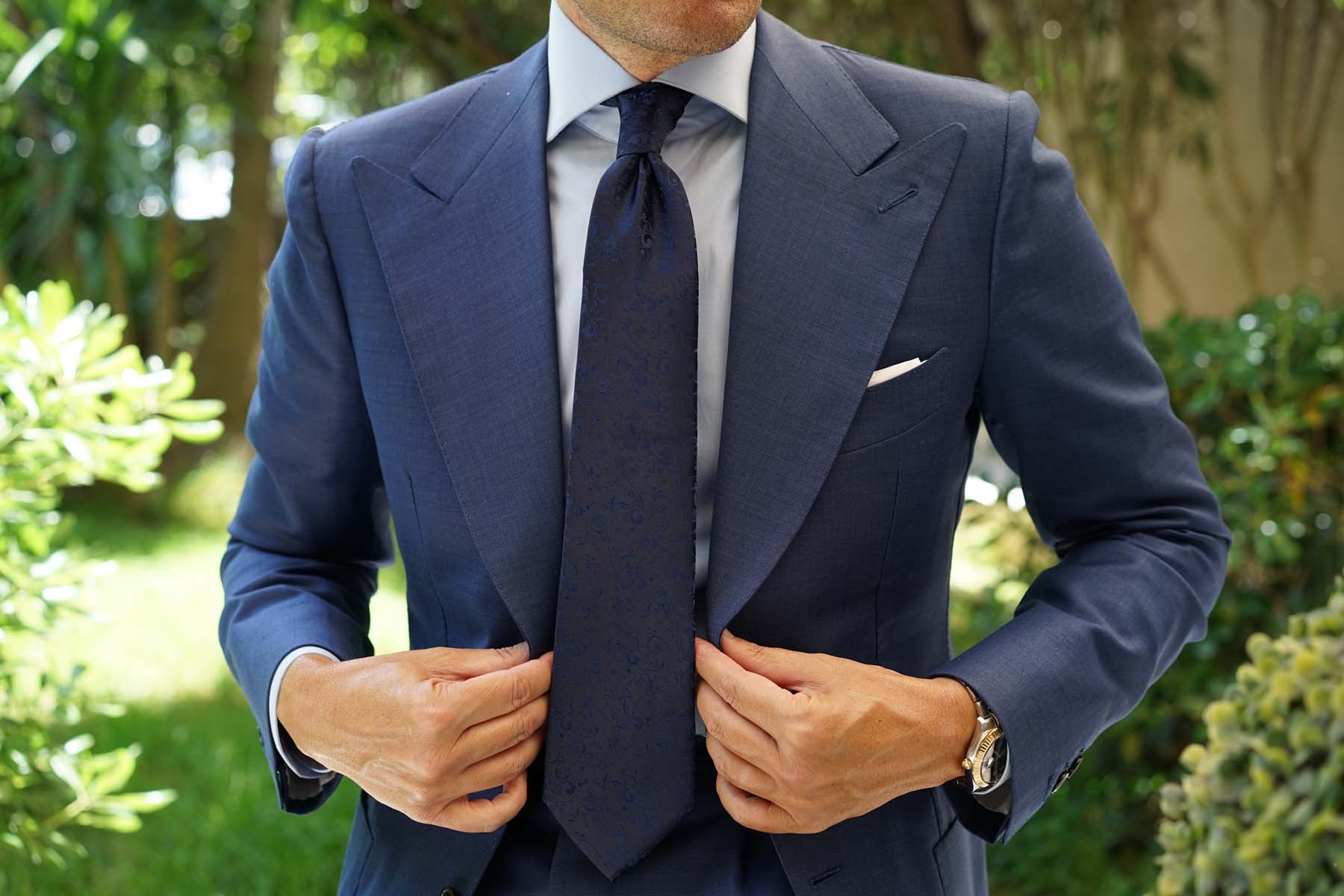 Parc Monceau Navy Blue Floral Necktie - Image 6