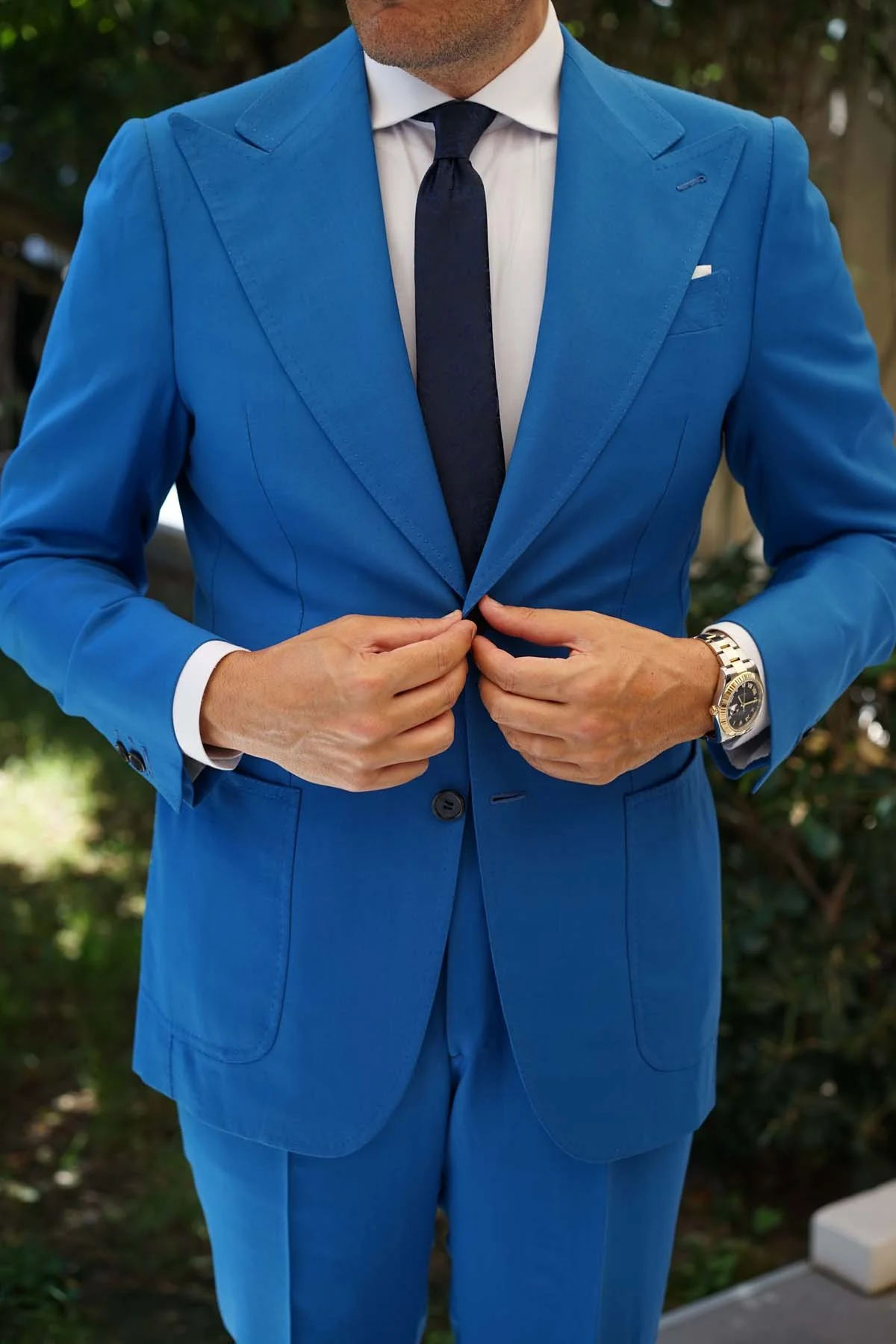 Parc Monceau Navy Blue Floral Skinny Tie - Image 5