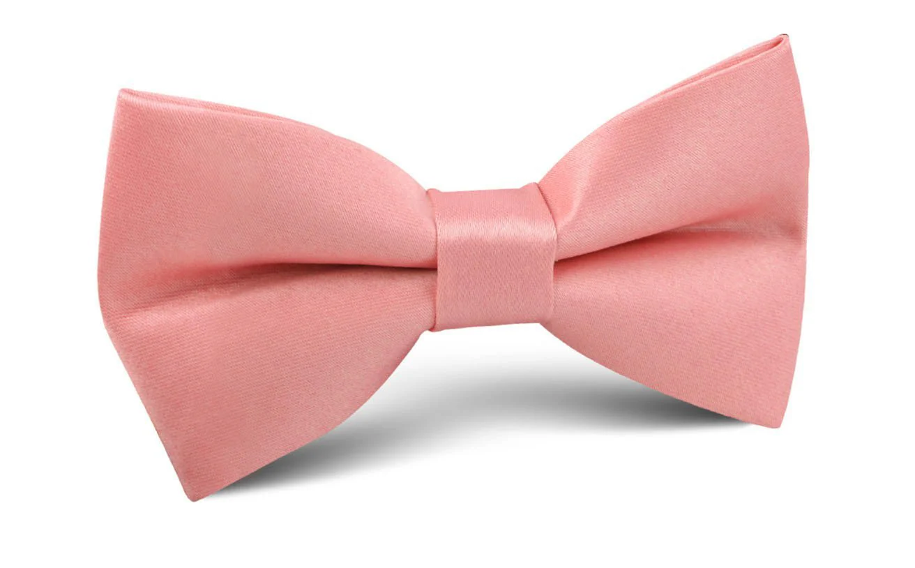 Parfait Coral Satin Bow Tie