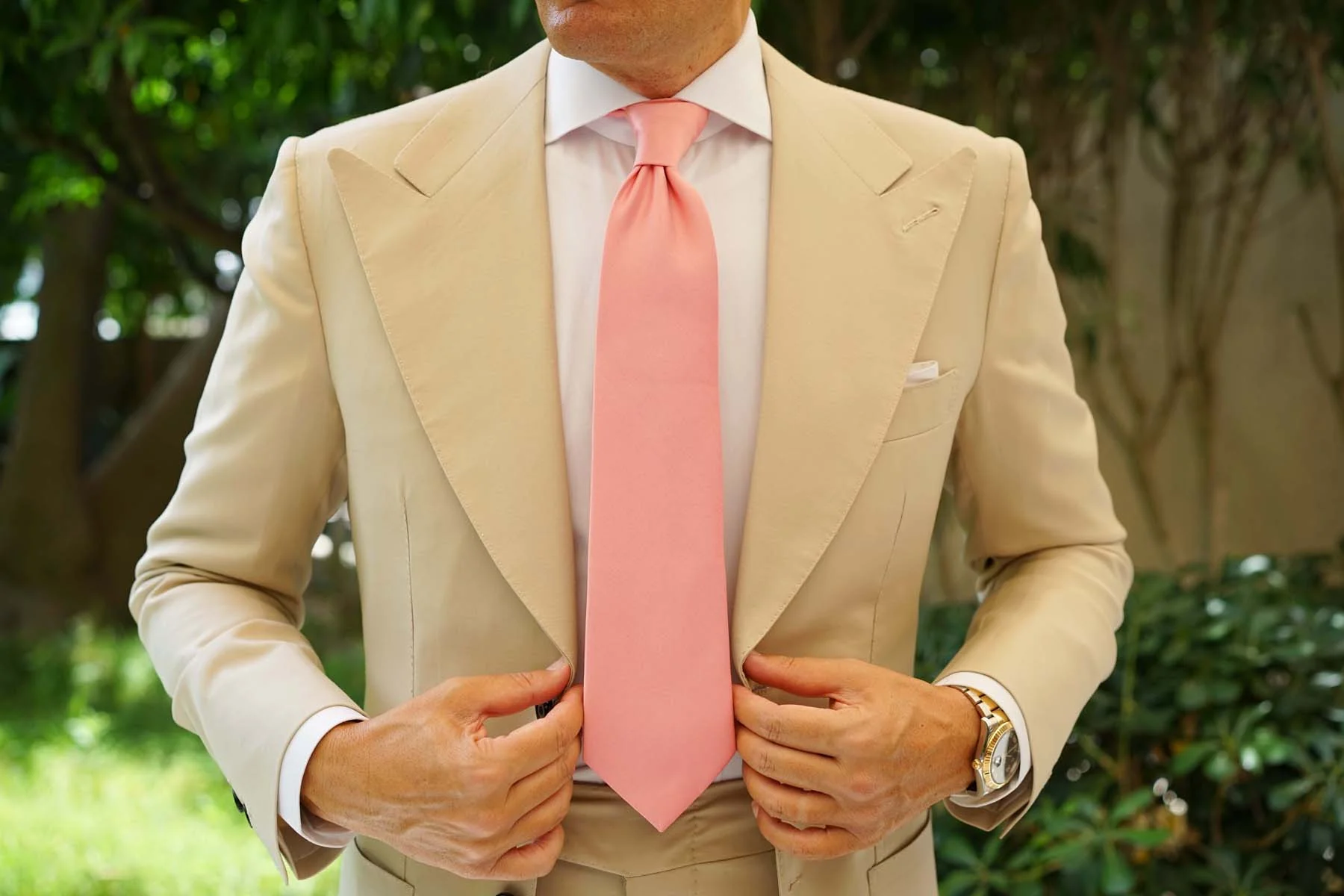 Parfait Coral Satin Necktie - Image 4