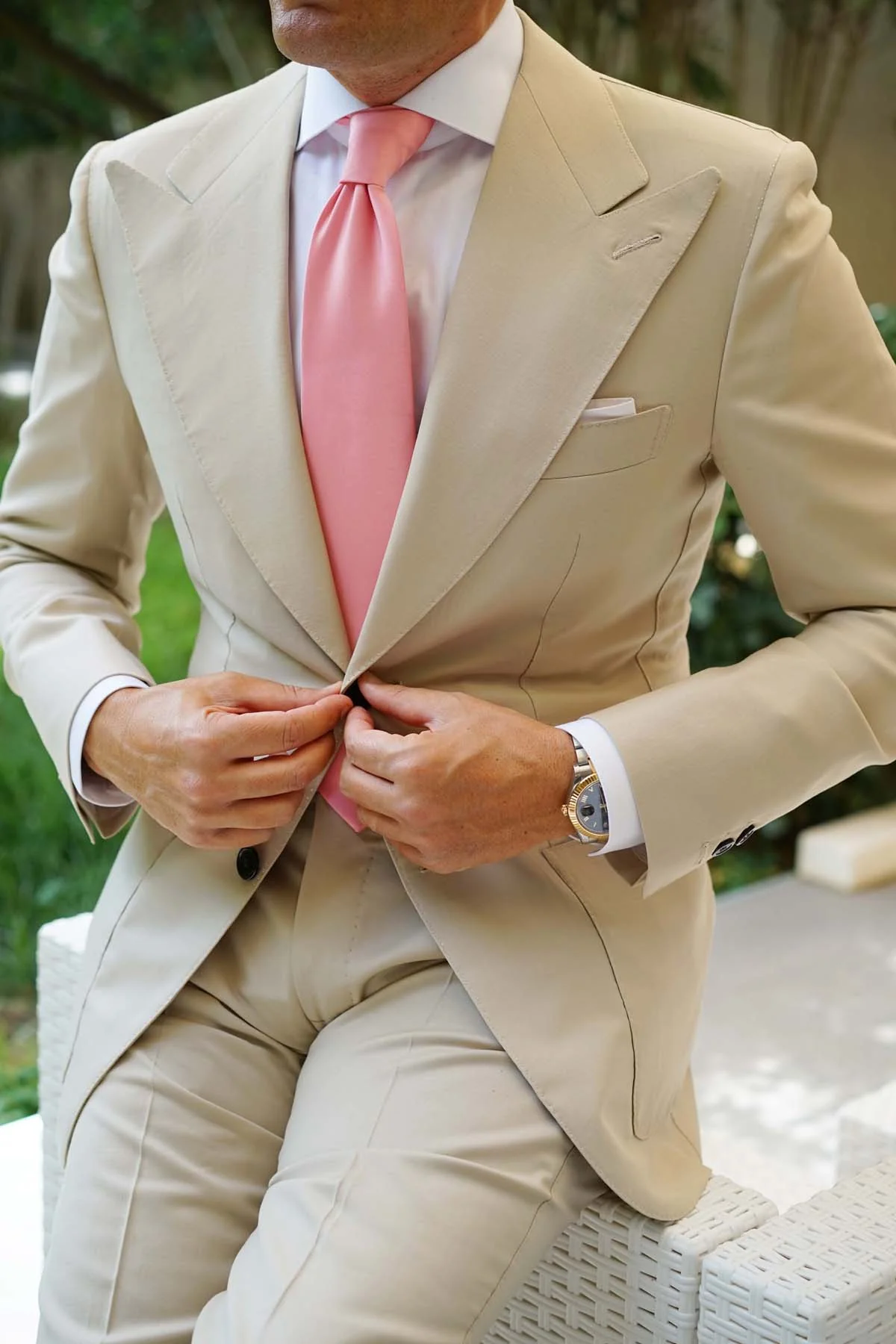Parfait Coral Satin Necktie - Image 5