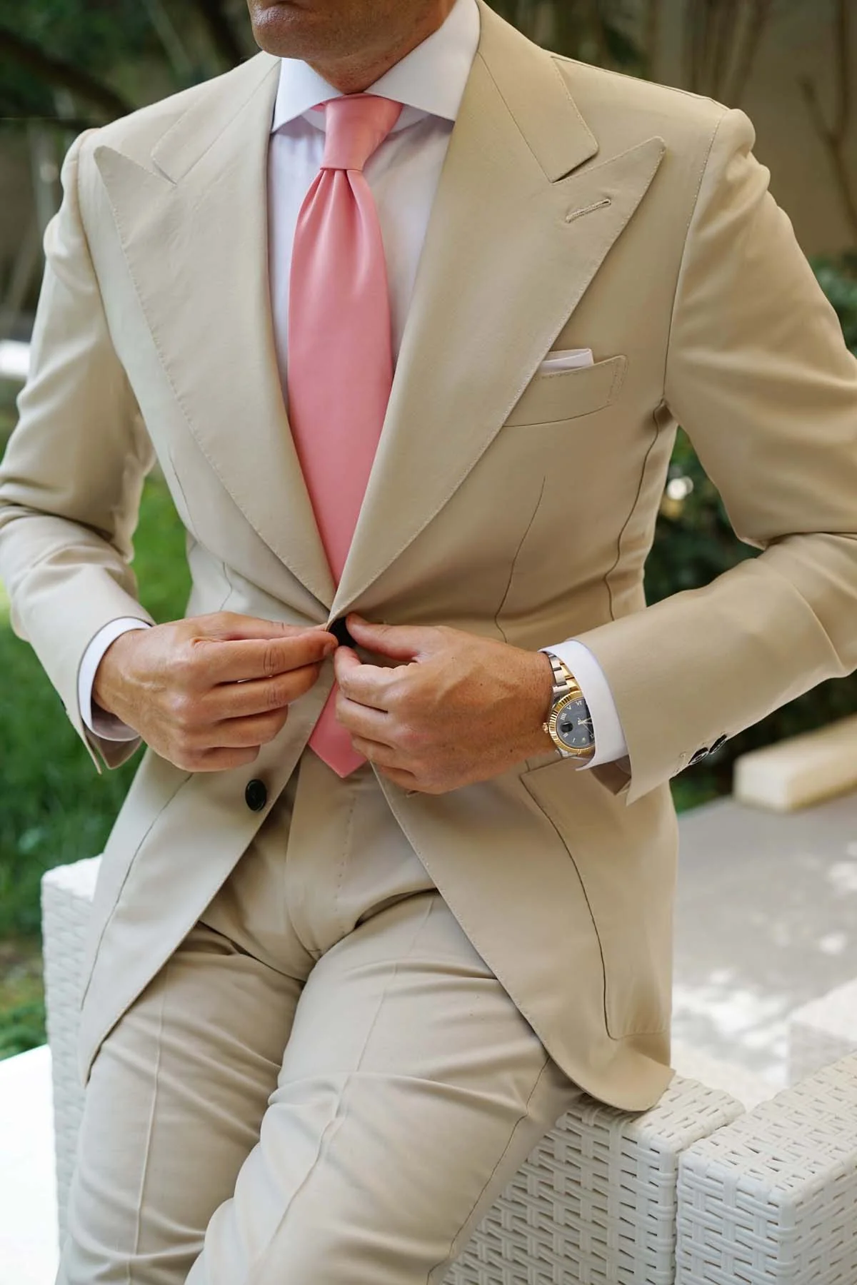 Parfait Coral Satin Necktie - Image 7