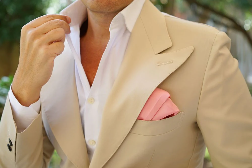 Parfait Coral Satin Pocket Square - Image 6