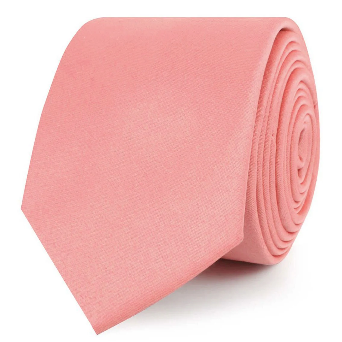 Parfait Coral Satin Skinny Tie - Image 2