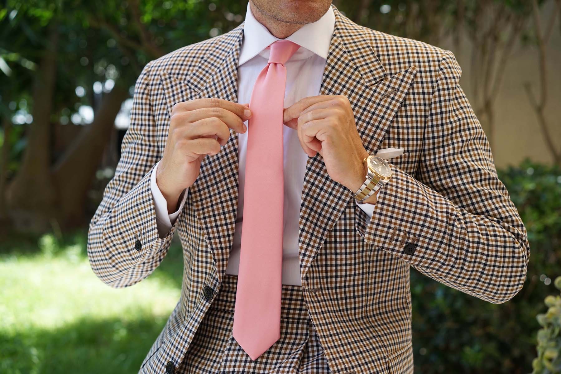 Parfait Coral Satin Skinny Tie - Image 4