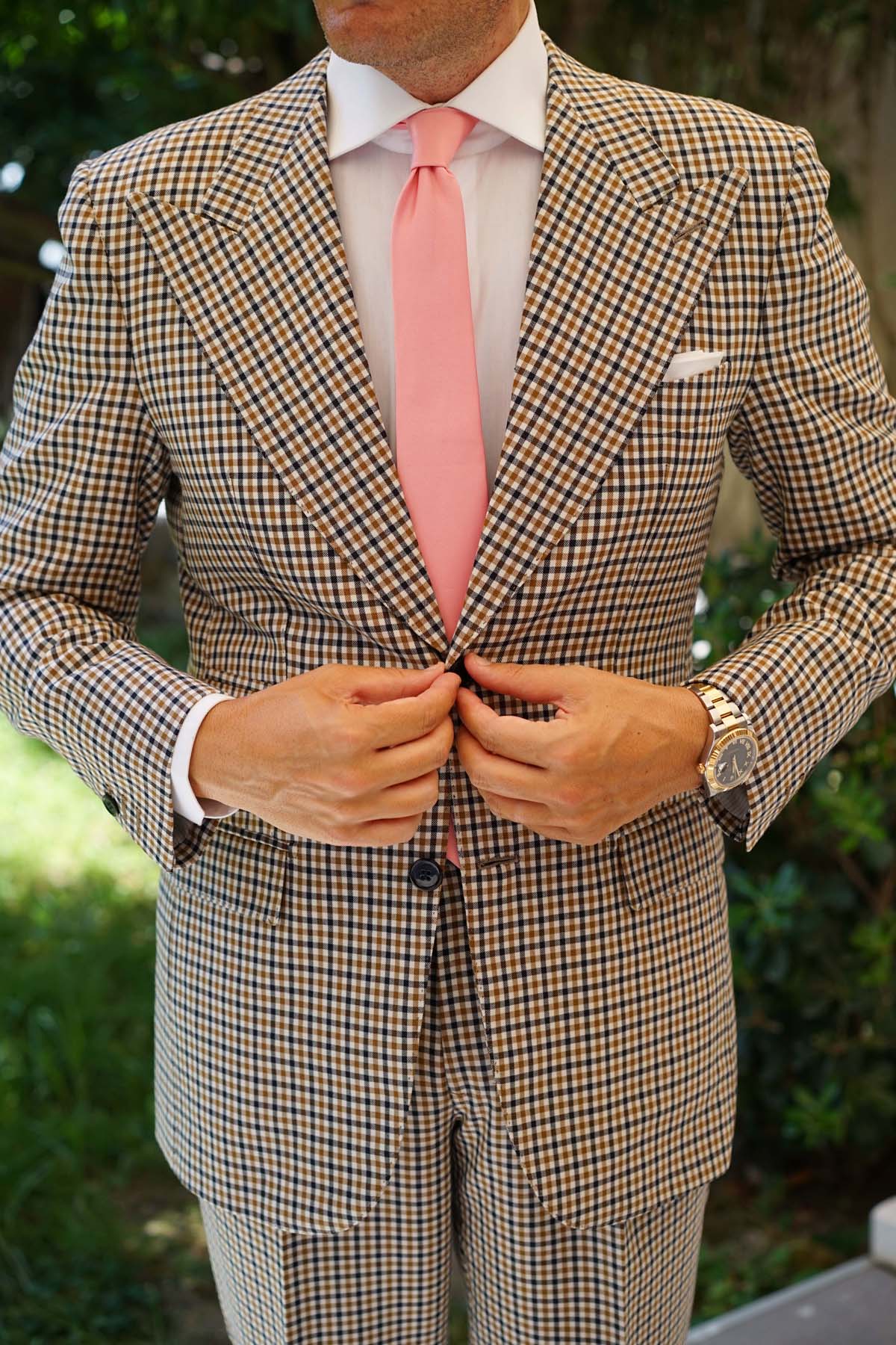 Parfait Coral Satin Skinny Tie - Image 5