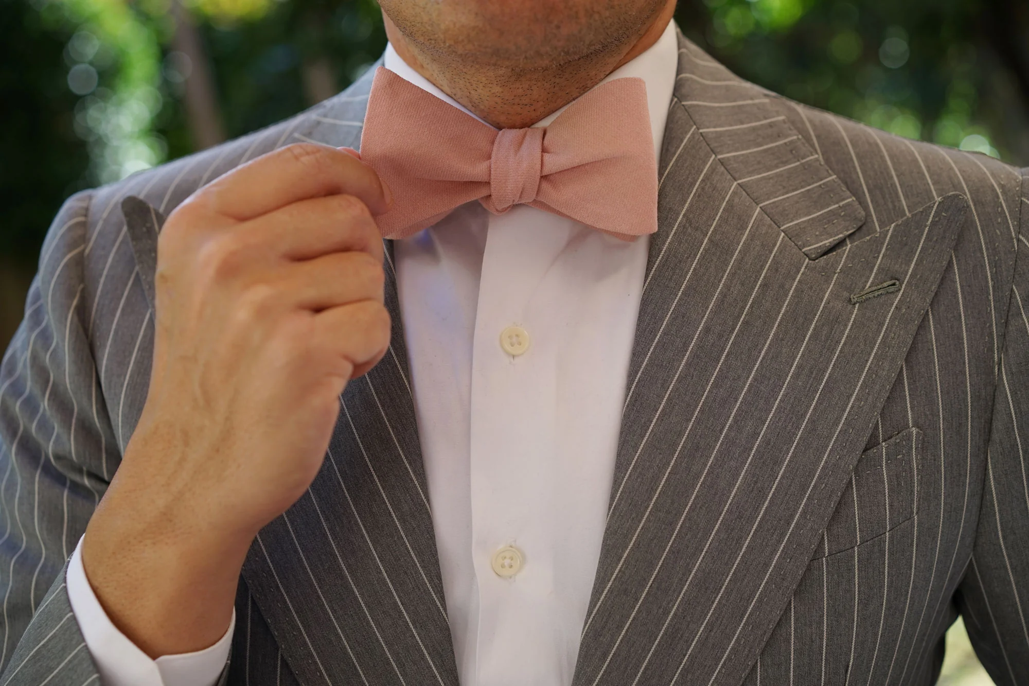 Paris Blush Pink Textured Vintage Linen Self Bow Tie - Image 11