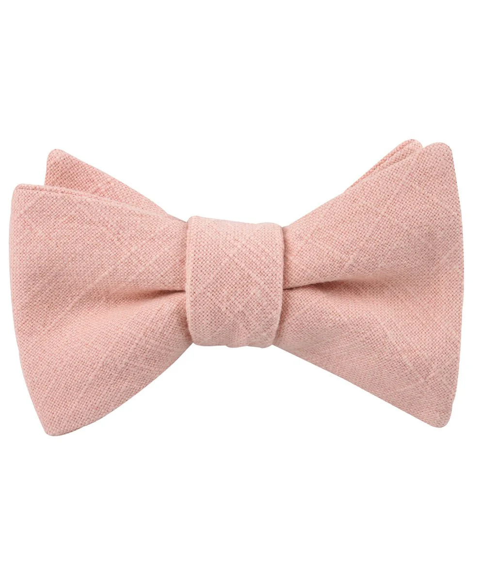 Paris Blush Pink Textured Vintage Linen Self Bow Tie - Image 2