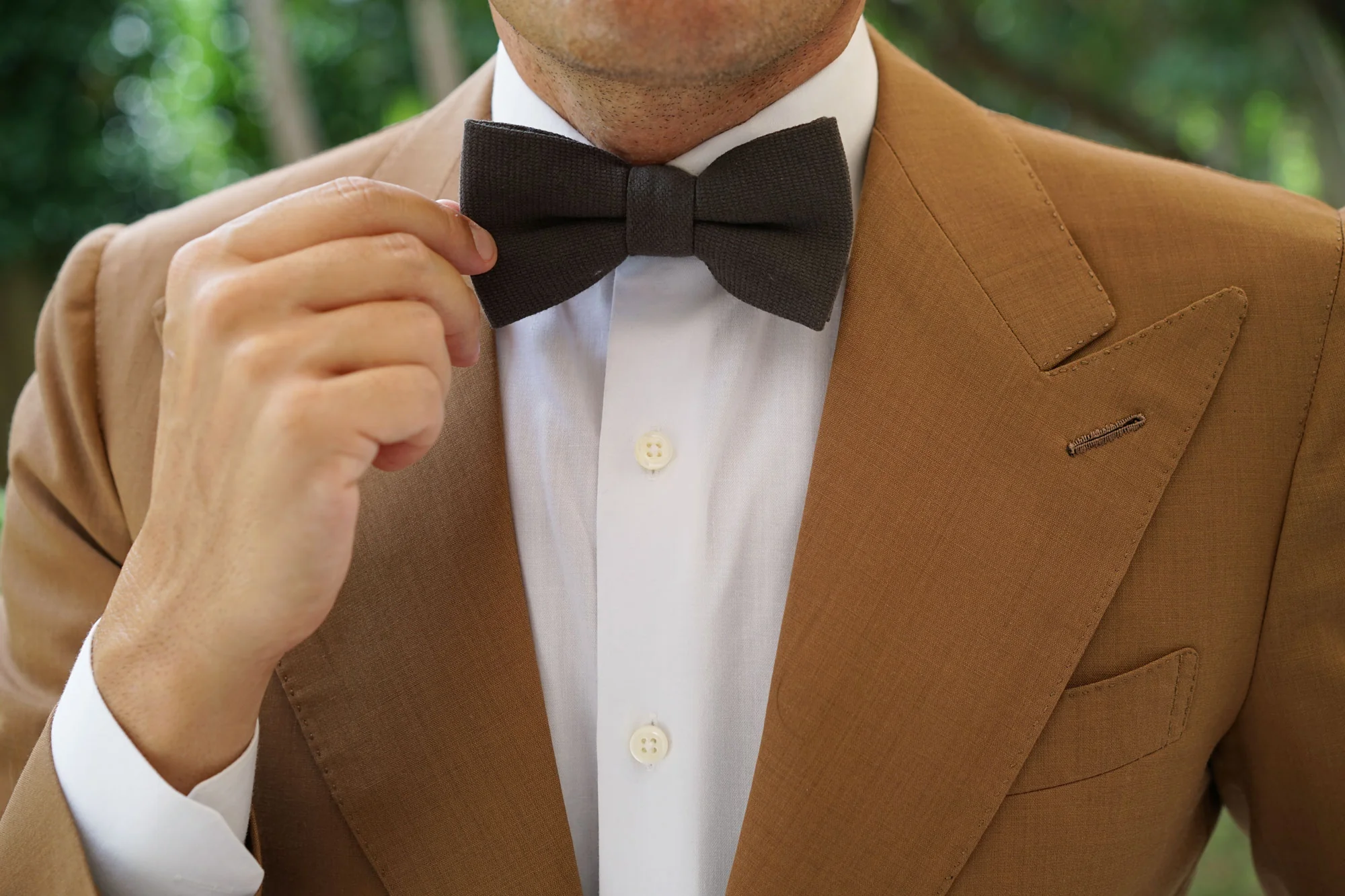 Paros Charcoal Linen Bow Tie - Image 10