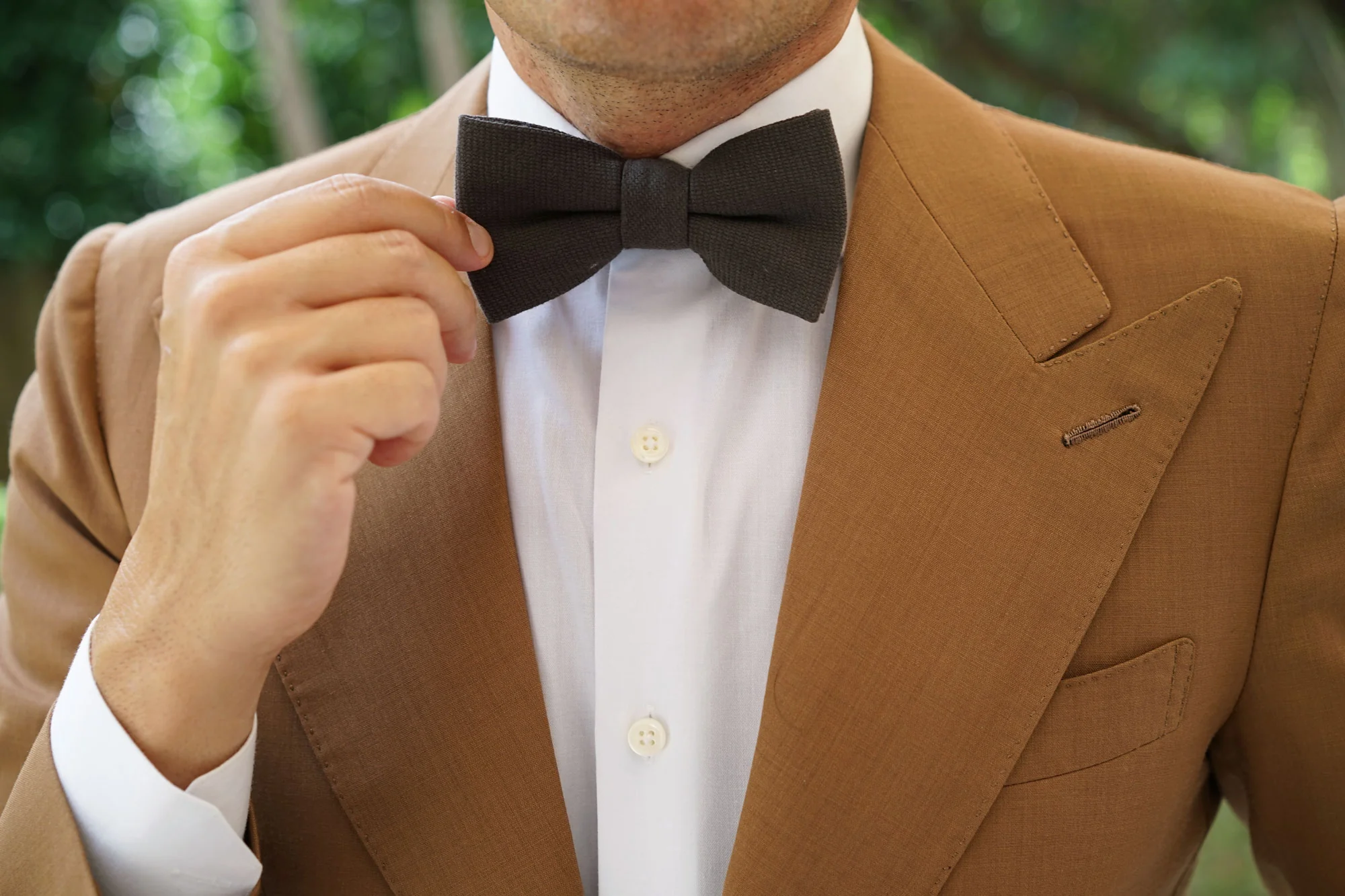 Paros Charcoal Linen Bow Tie - Image 6