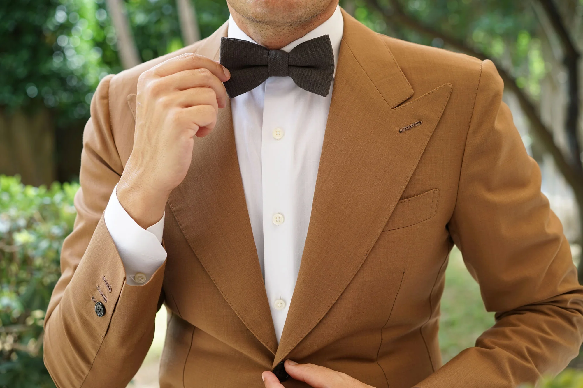 Paros Charcoal Linen Bow Tie - Image 9