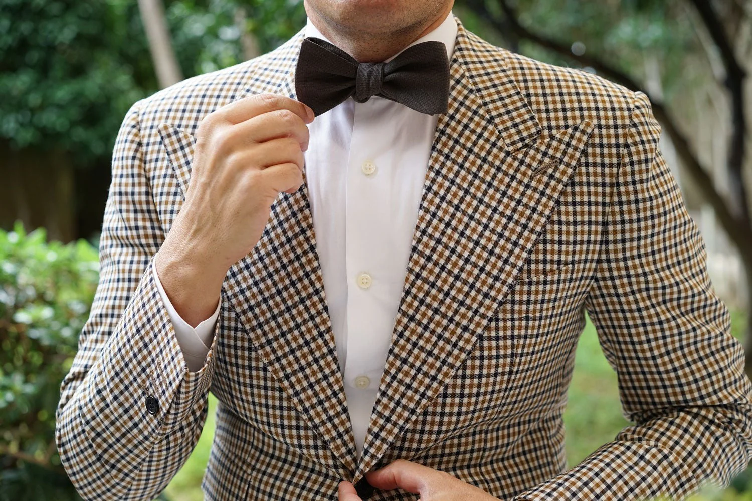 Paros Charcoal Linen Self Bow Tie - Image 6