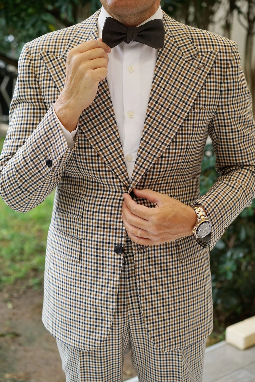 Paros Charcoal Linen Self Bow Tie - Image 8