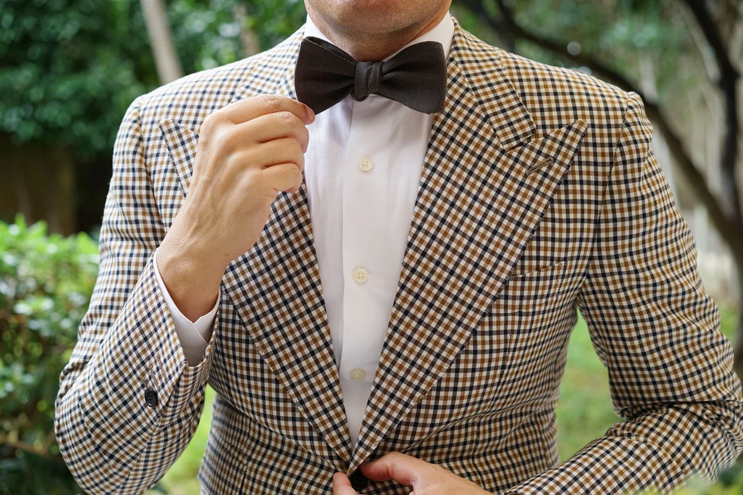 Paros Charcoal Linen Self Bow Tie - Image 9