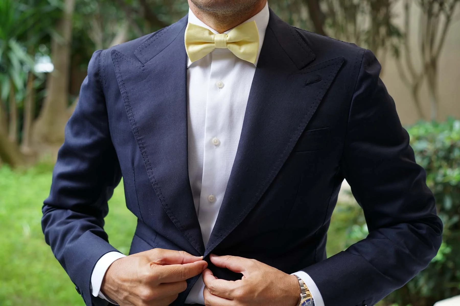 Pastel Yellow Cotton Bow Tie - Image 6