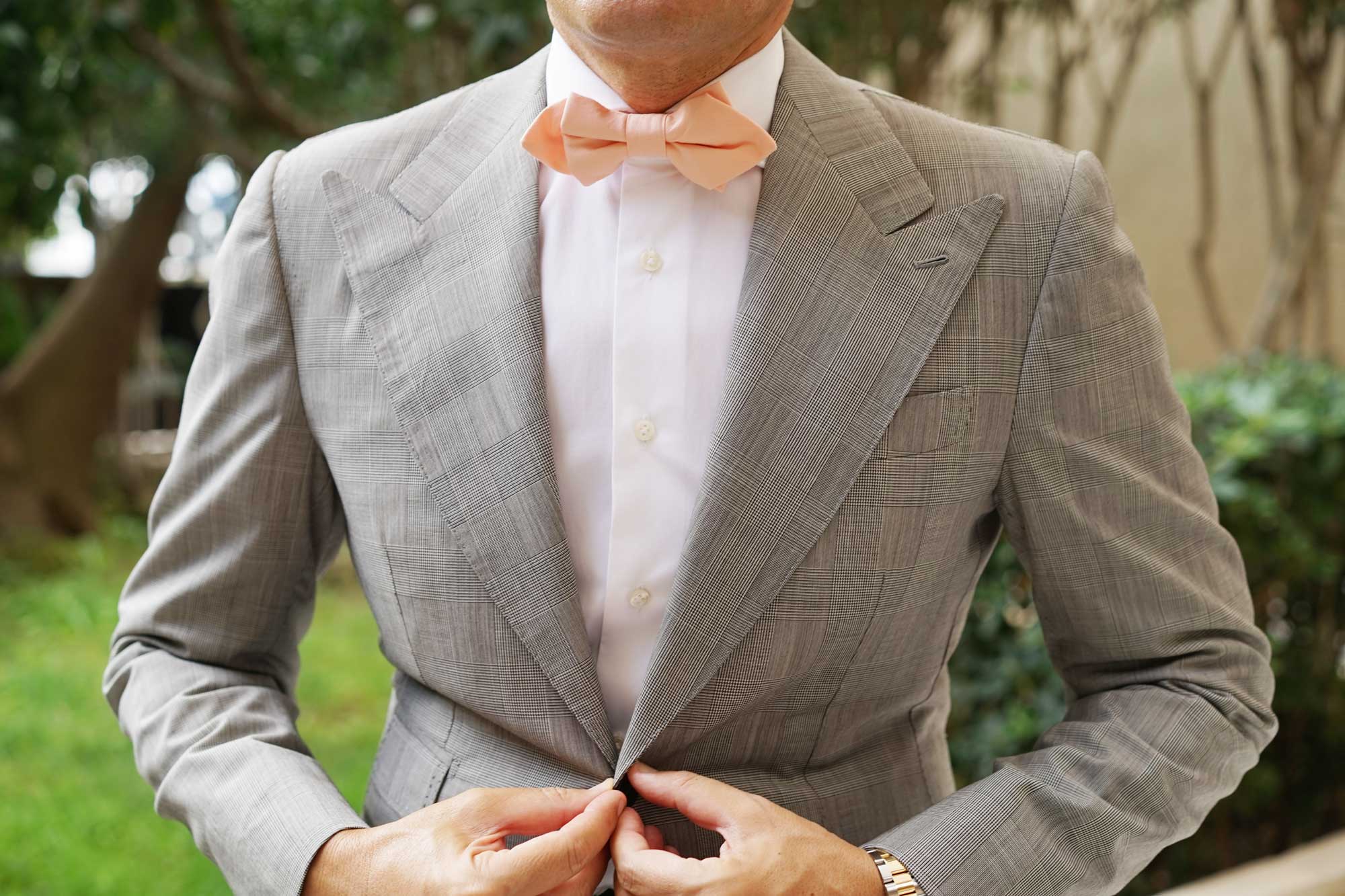 Peach Cotton Diamond Bow Tie - Image 3