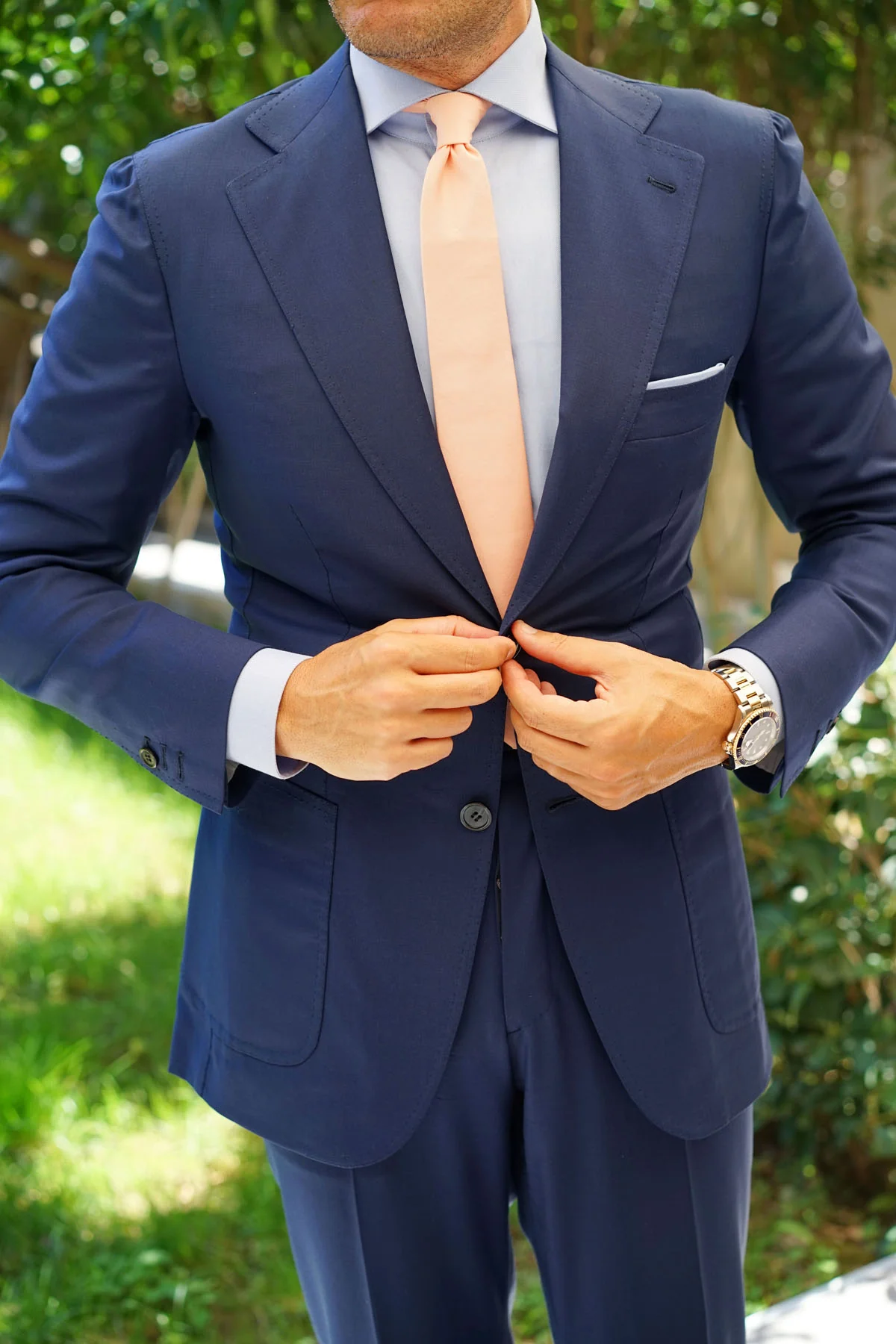 Peach Cotton Skinny Tie - Image 10