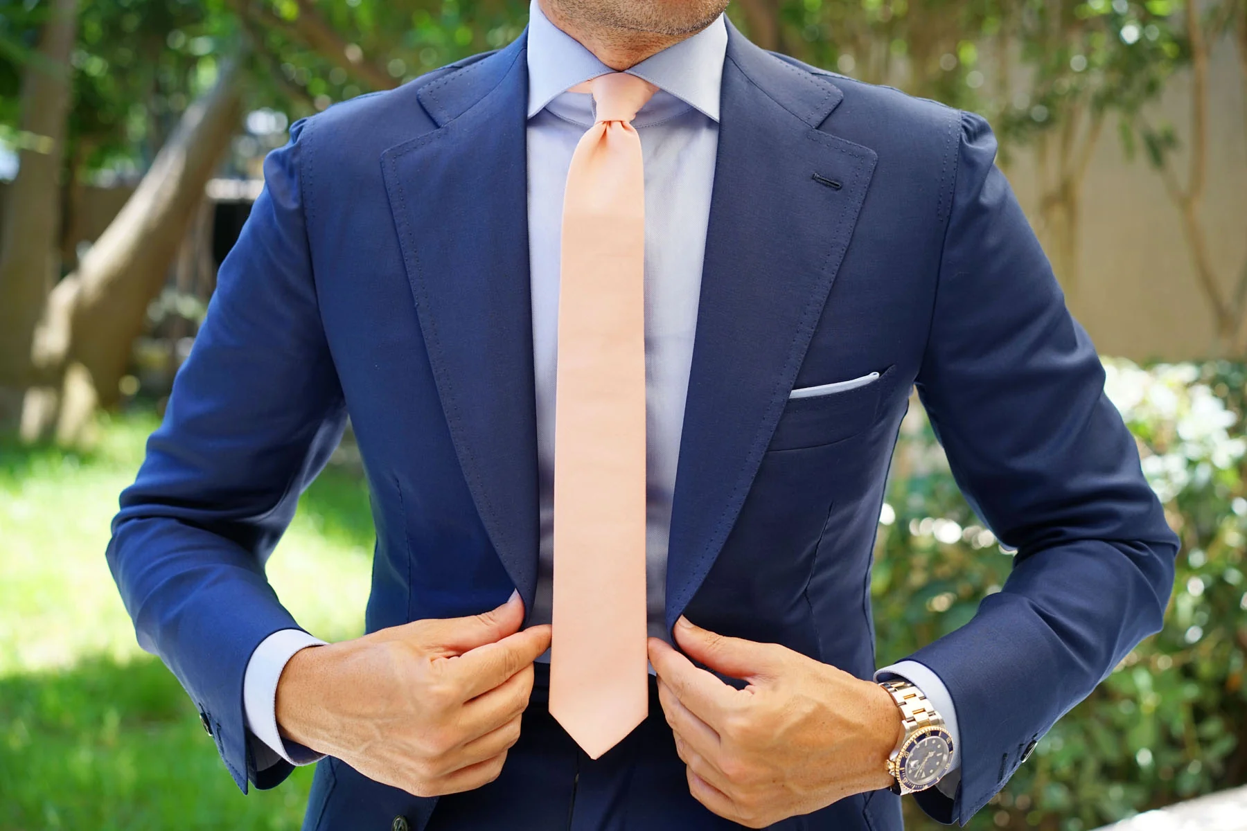 Peach Cotton Skinny Tie - Image 6