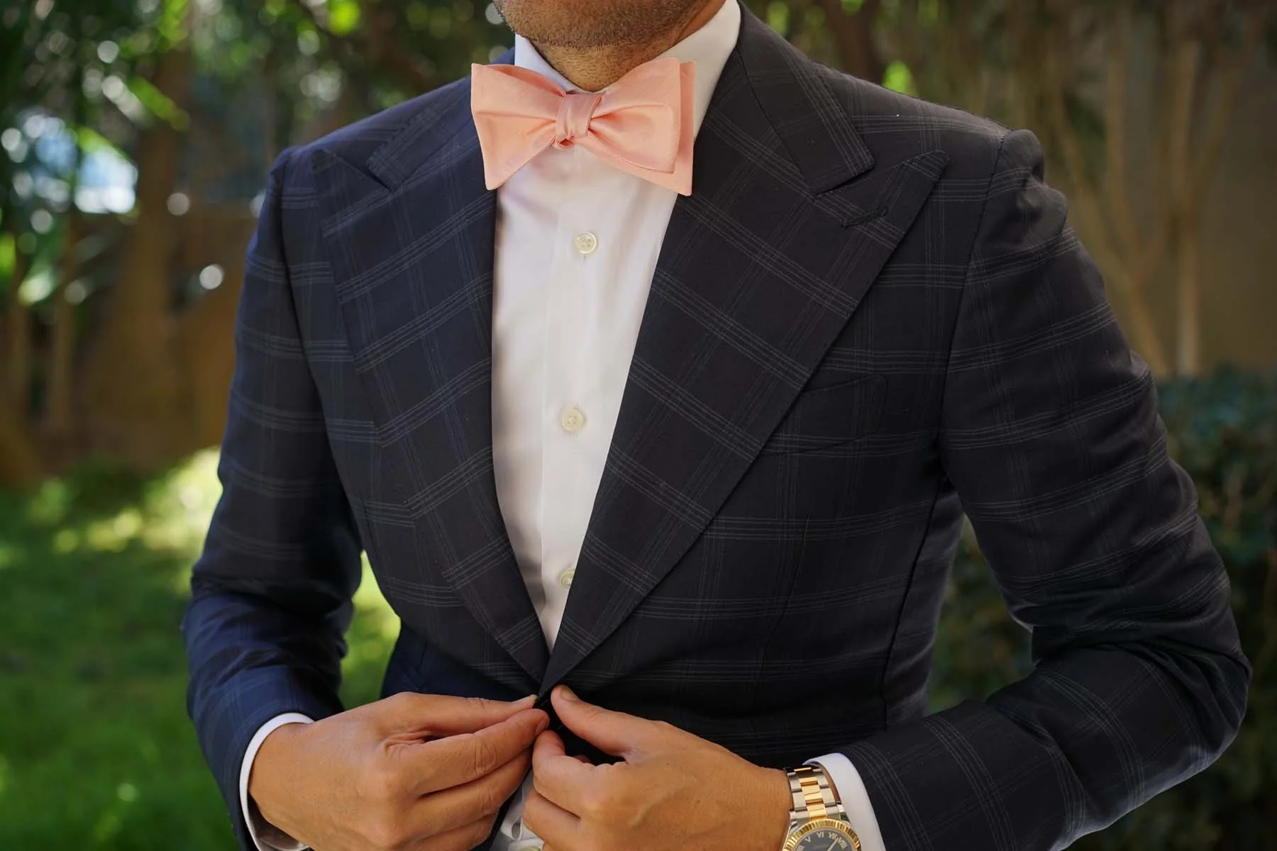 Peach Grain Self Bow Tie - Image 4