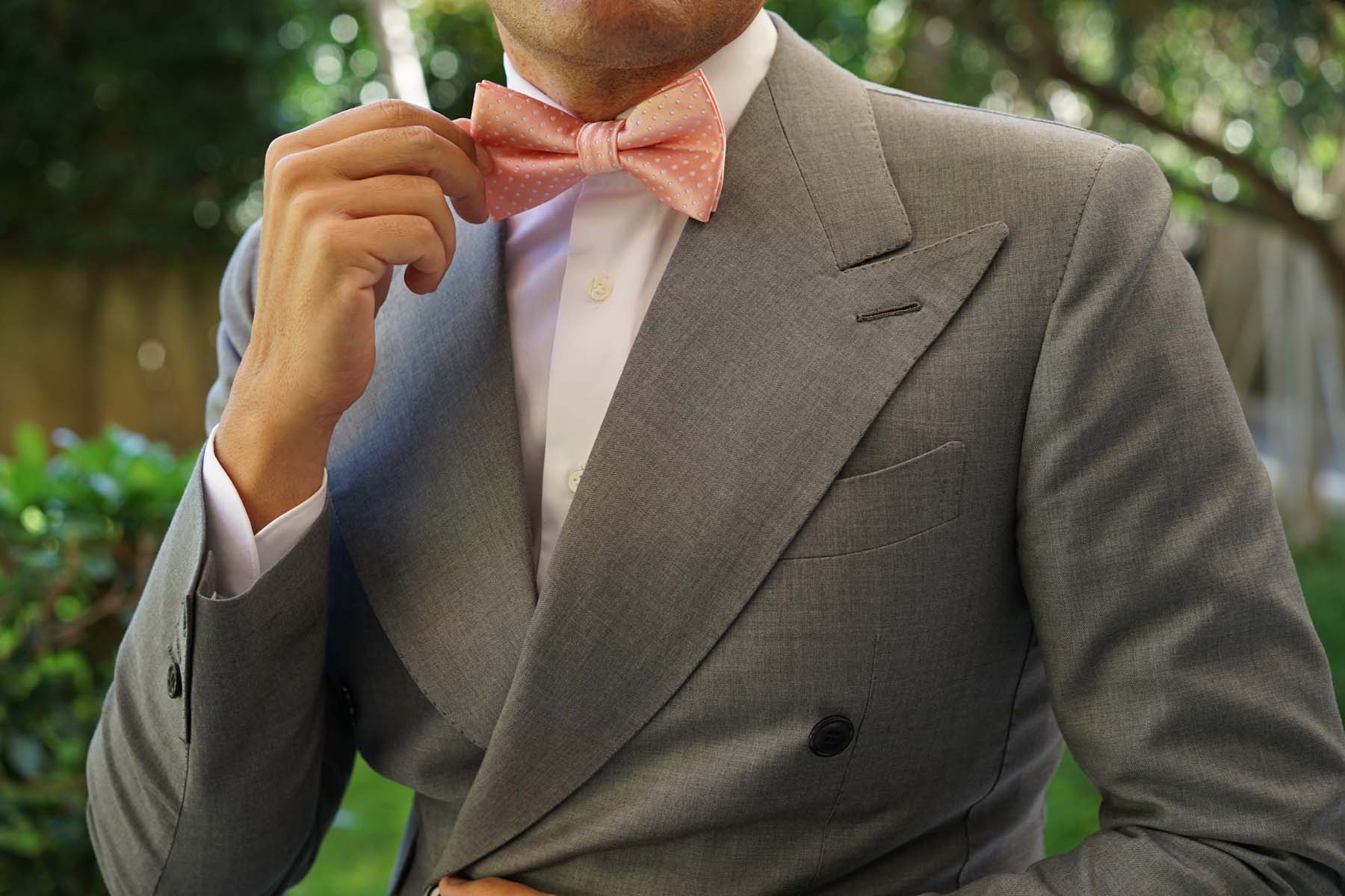 Peach Mini Polka Dots Bow Tie - Image 3
