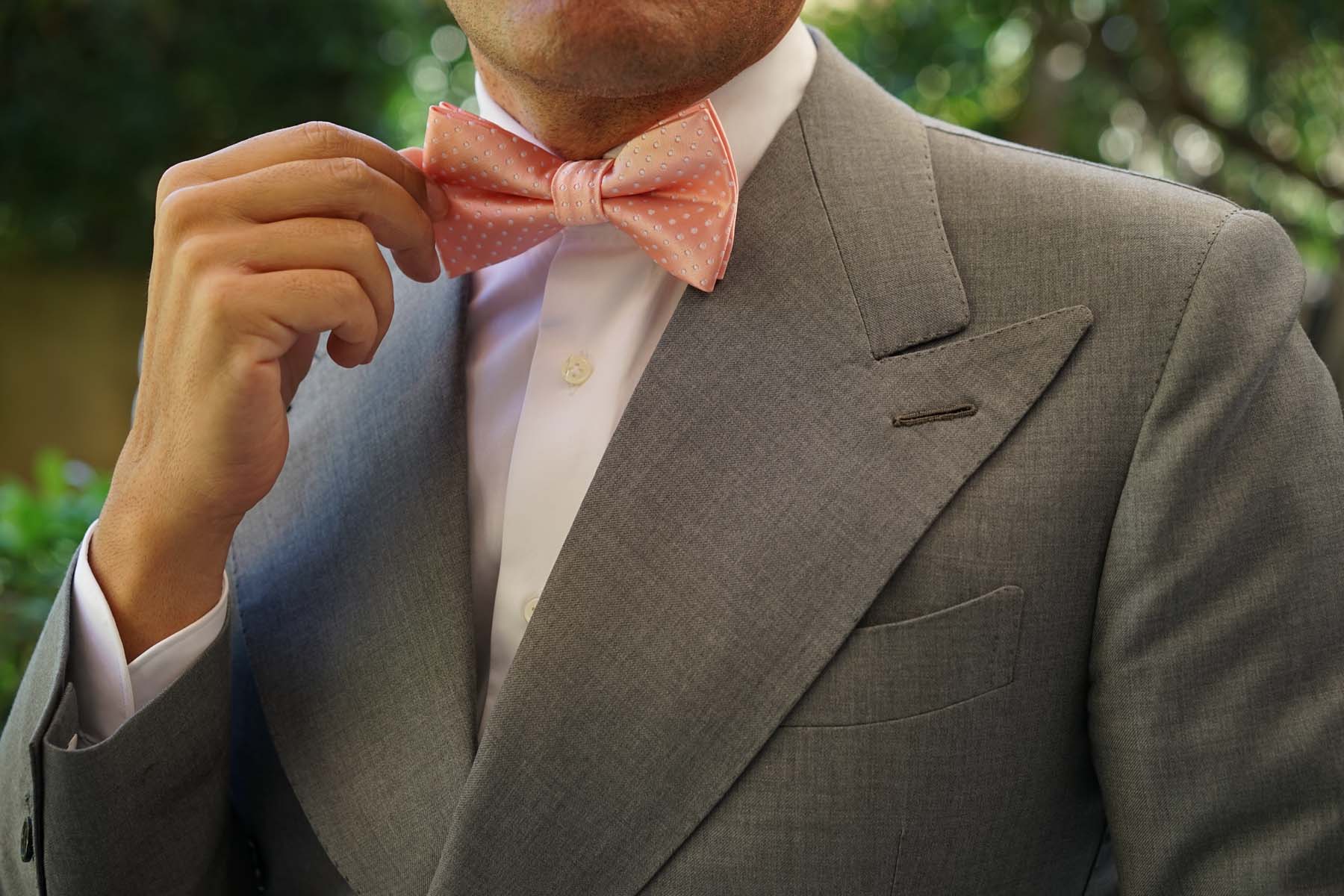 Peach Mini Polka Dots Bow Tie - Image 5