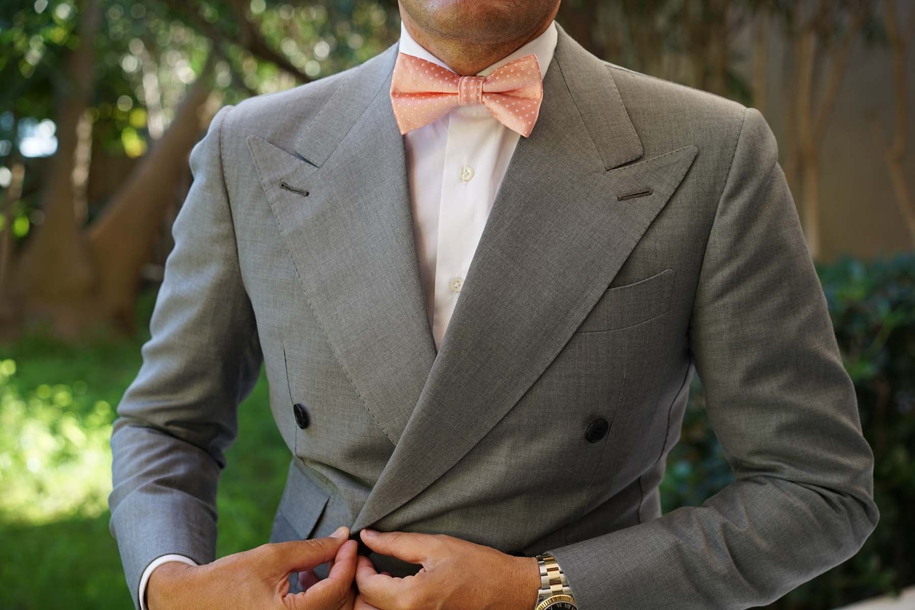 Peach Mini Polka Dots Bow Tie - Image 6
