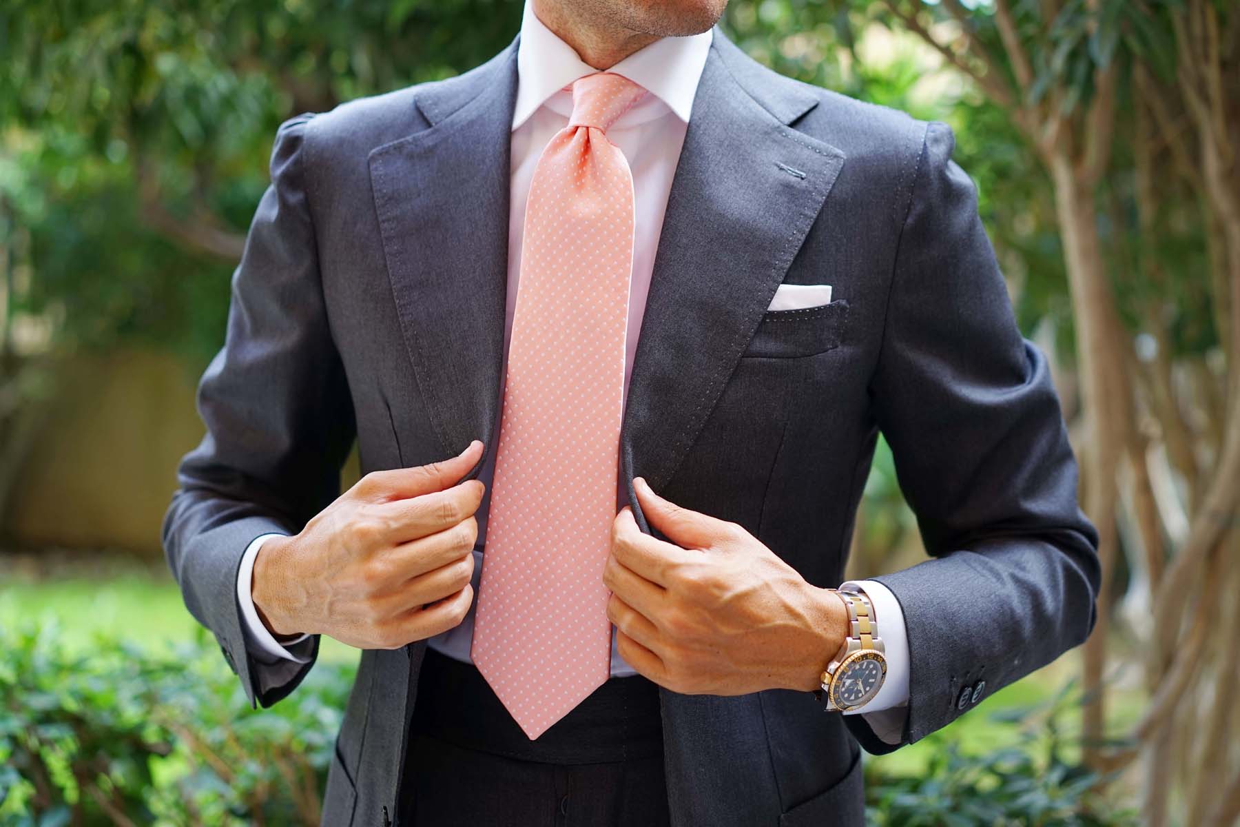 Peach Mini Polka Dots Necktie - Image 10