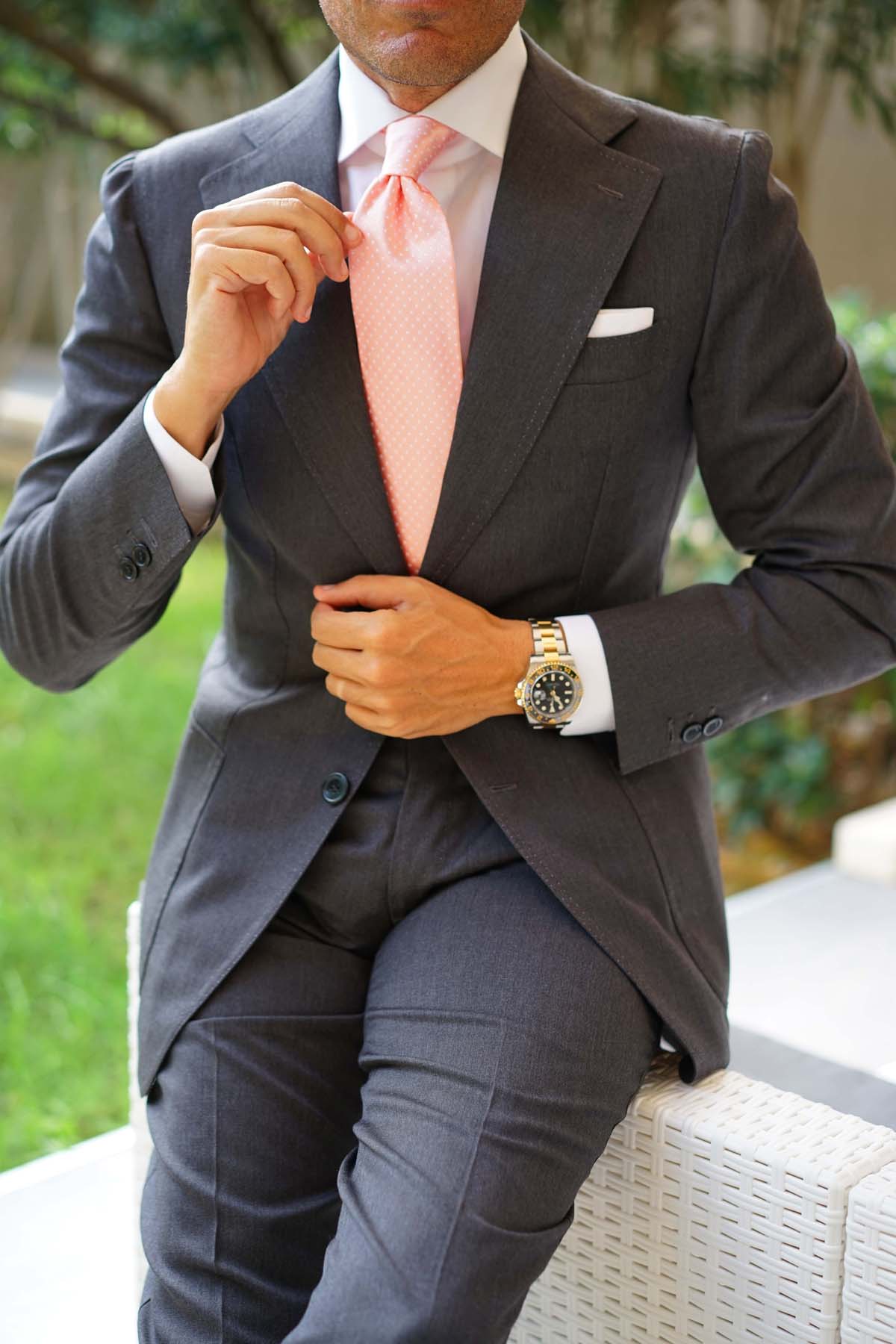 Peach Mini Polka Dots Necktie - Image 11