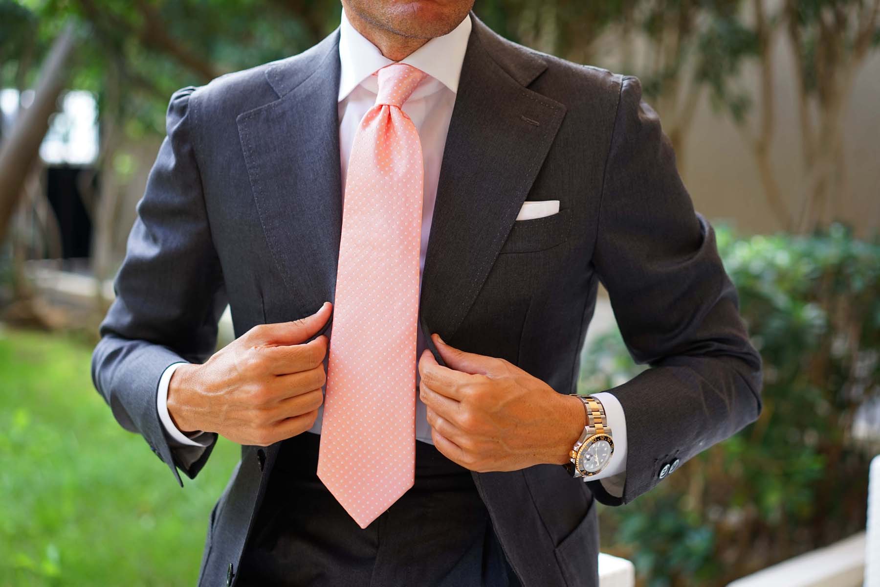 Peach Mini Polka Dots Necktie - Image 14