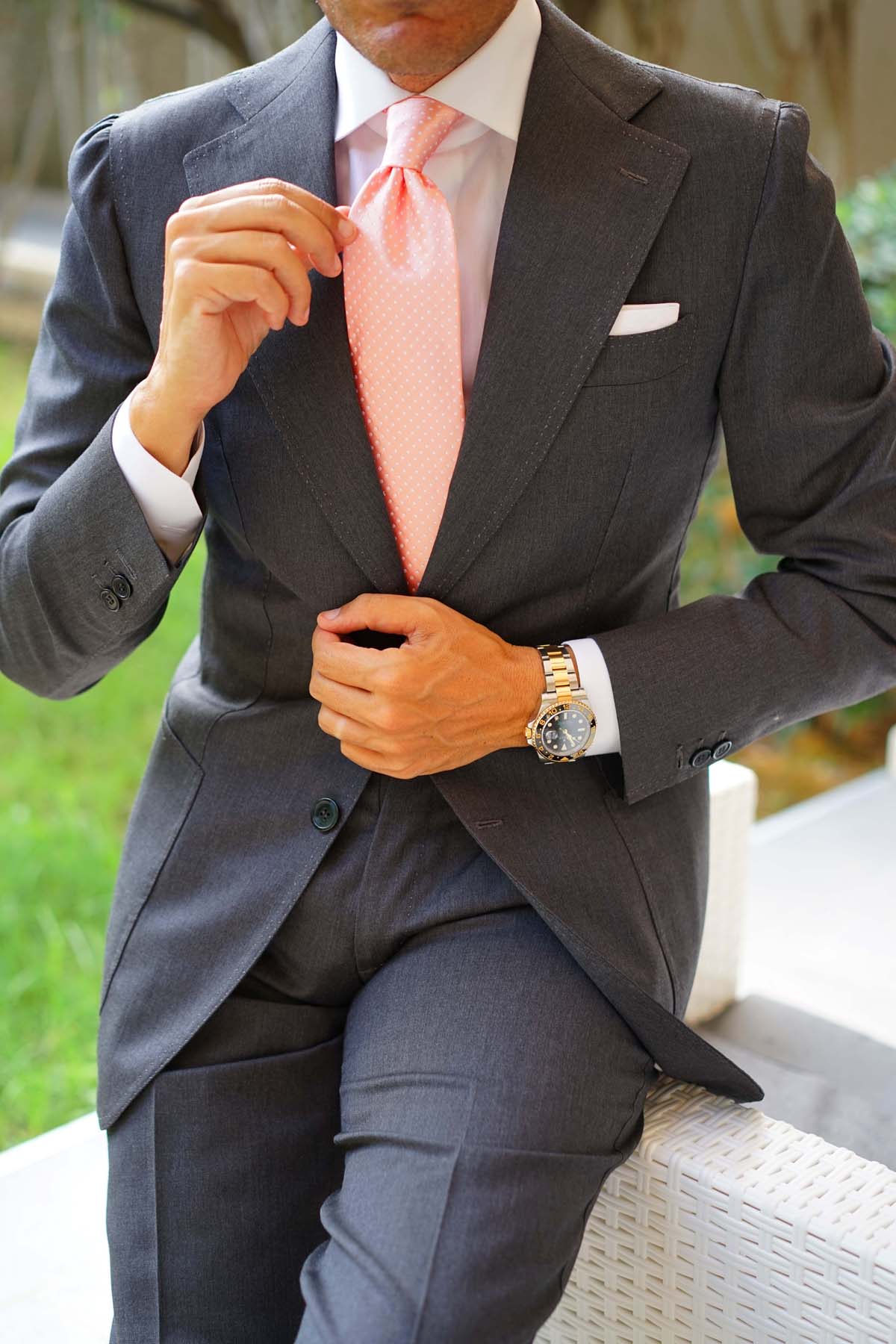 Peach Mini Polka Dots Necktie - Image 15