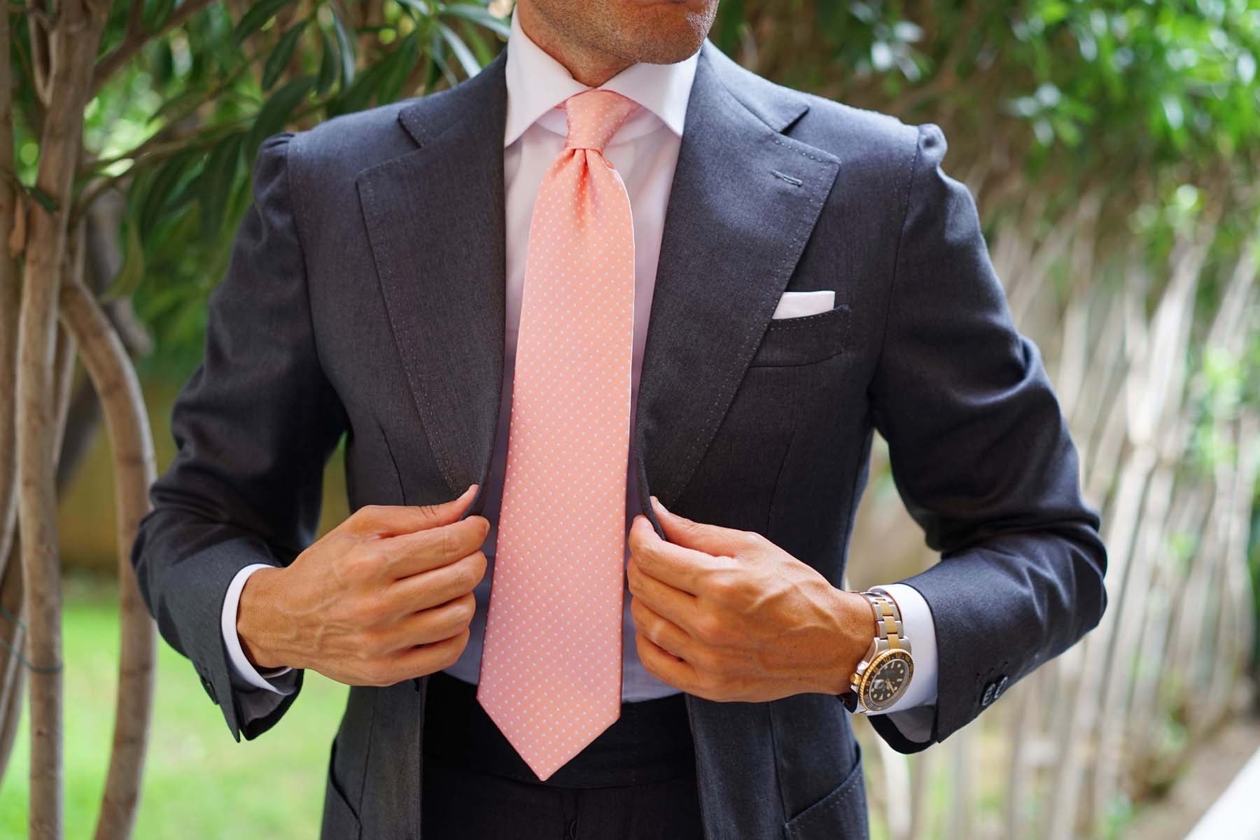 Peach Mini Polka Dots Necktie - Image 4