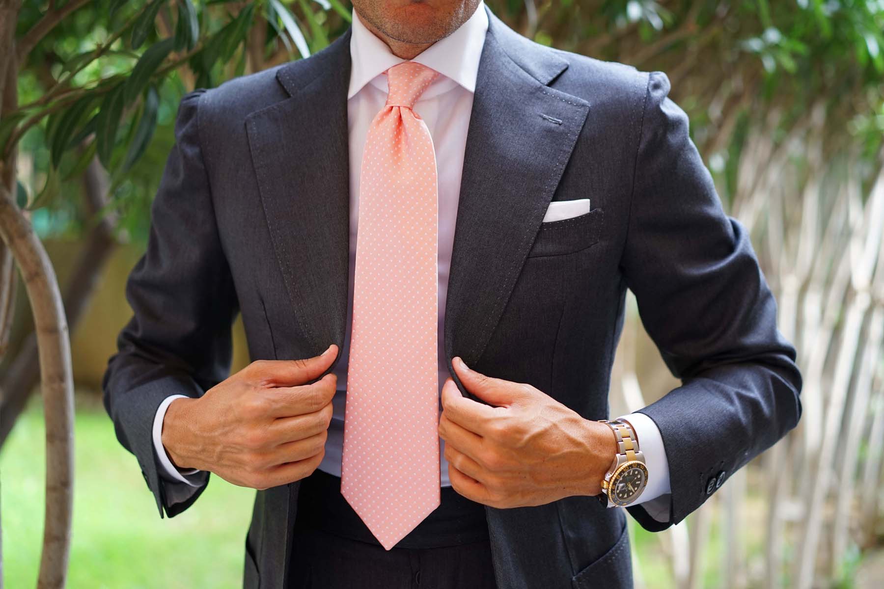 Peach Mini Polka Dots Necktie - Image 6