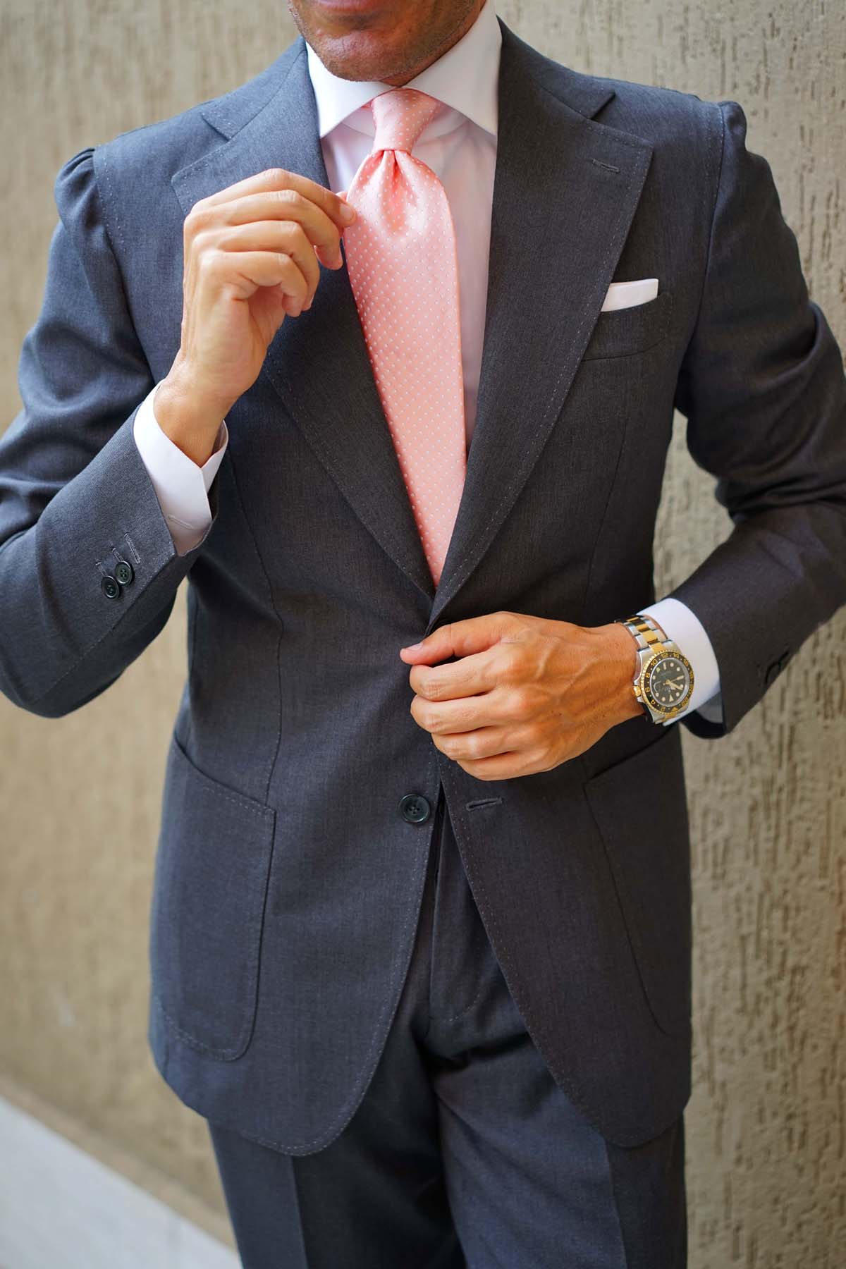 Peach Mini Polka Dots Necktie - Image 7