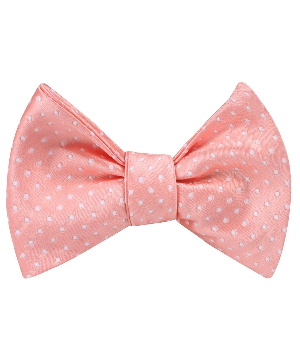 Peach Mini Polka Dots Self Bow Tie - Image 2