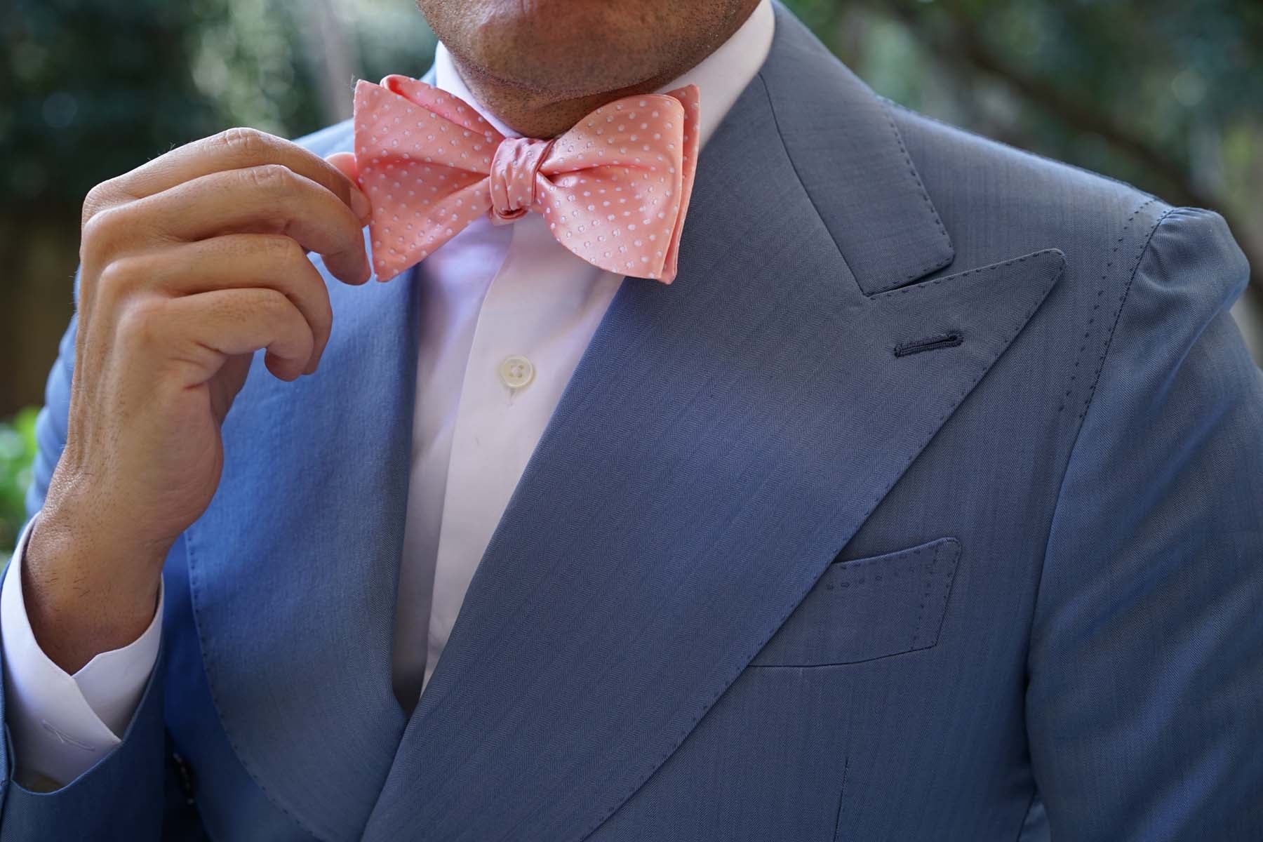 Peach Mini Polka Dots Self Bow Tie - Image 7