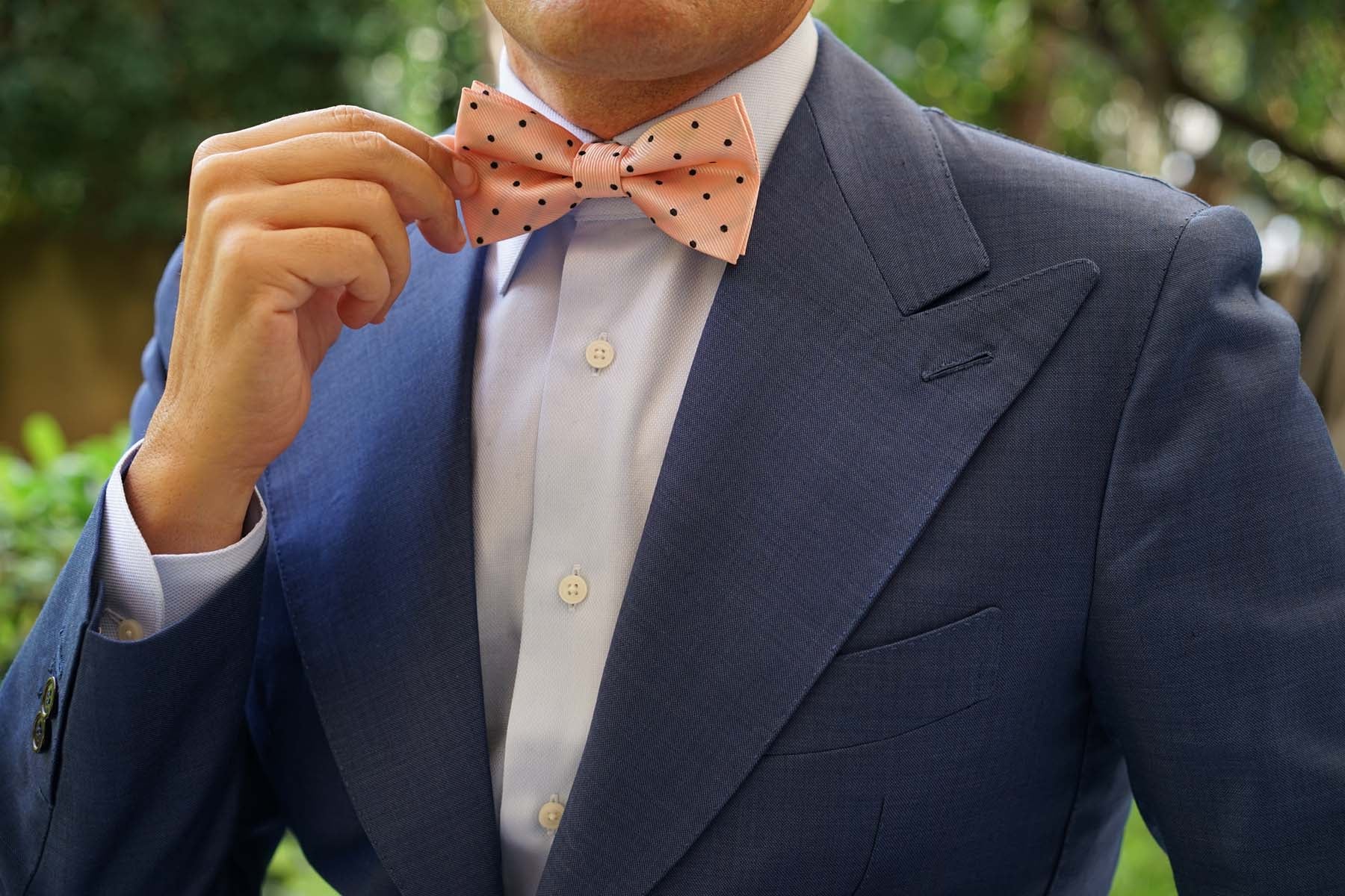 Peach on Black Polka Dots Bow Tie - Image 5
