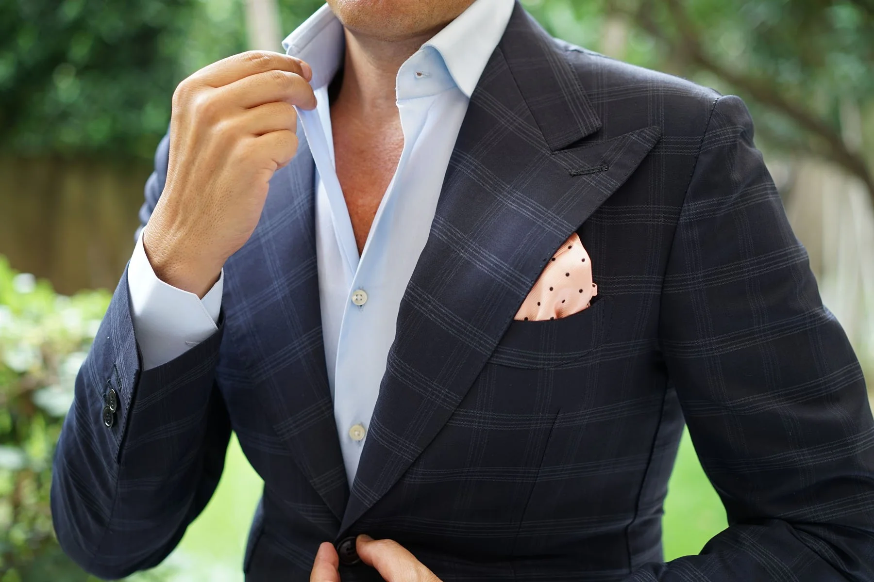 Peach on Black Polka Dots Pocket Square - Image 3