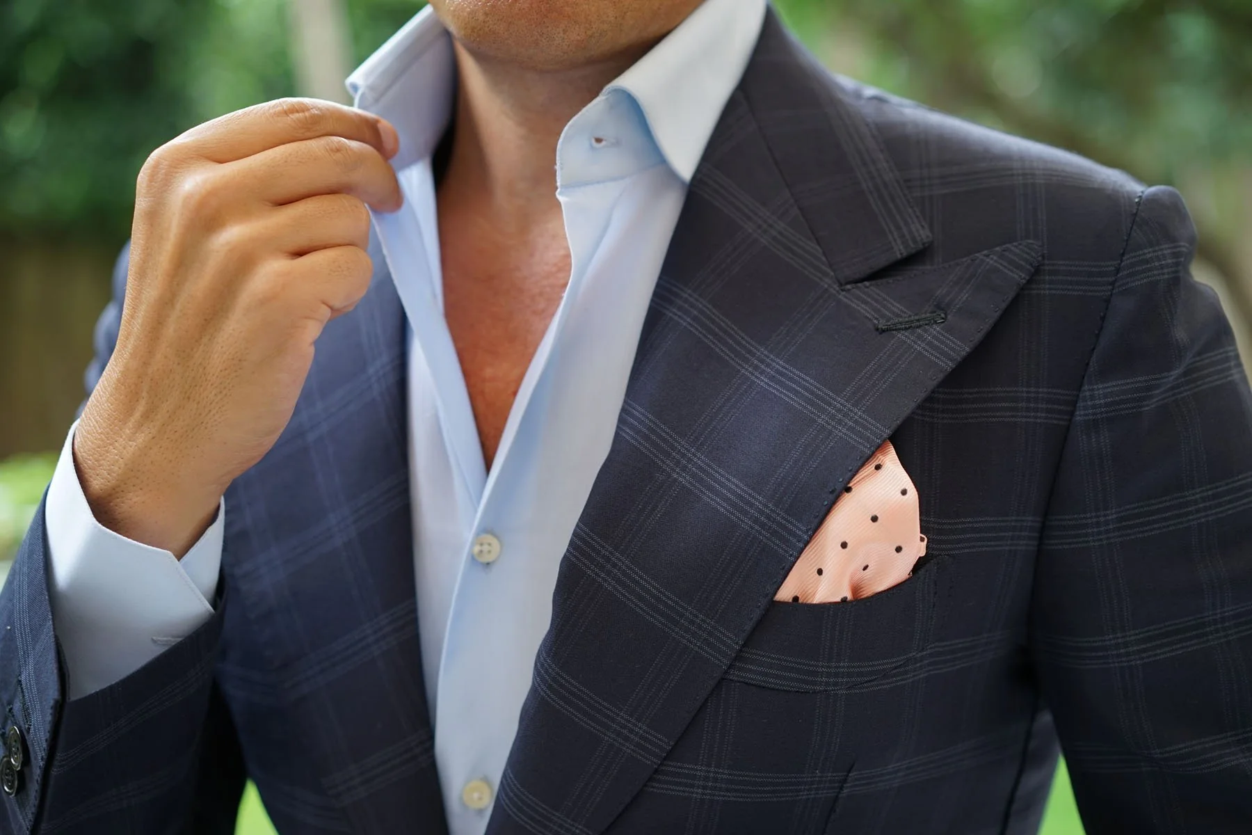 Peach on Black Polka Dots Pocket Square - Image 5